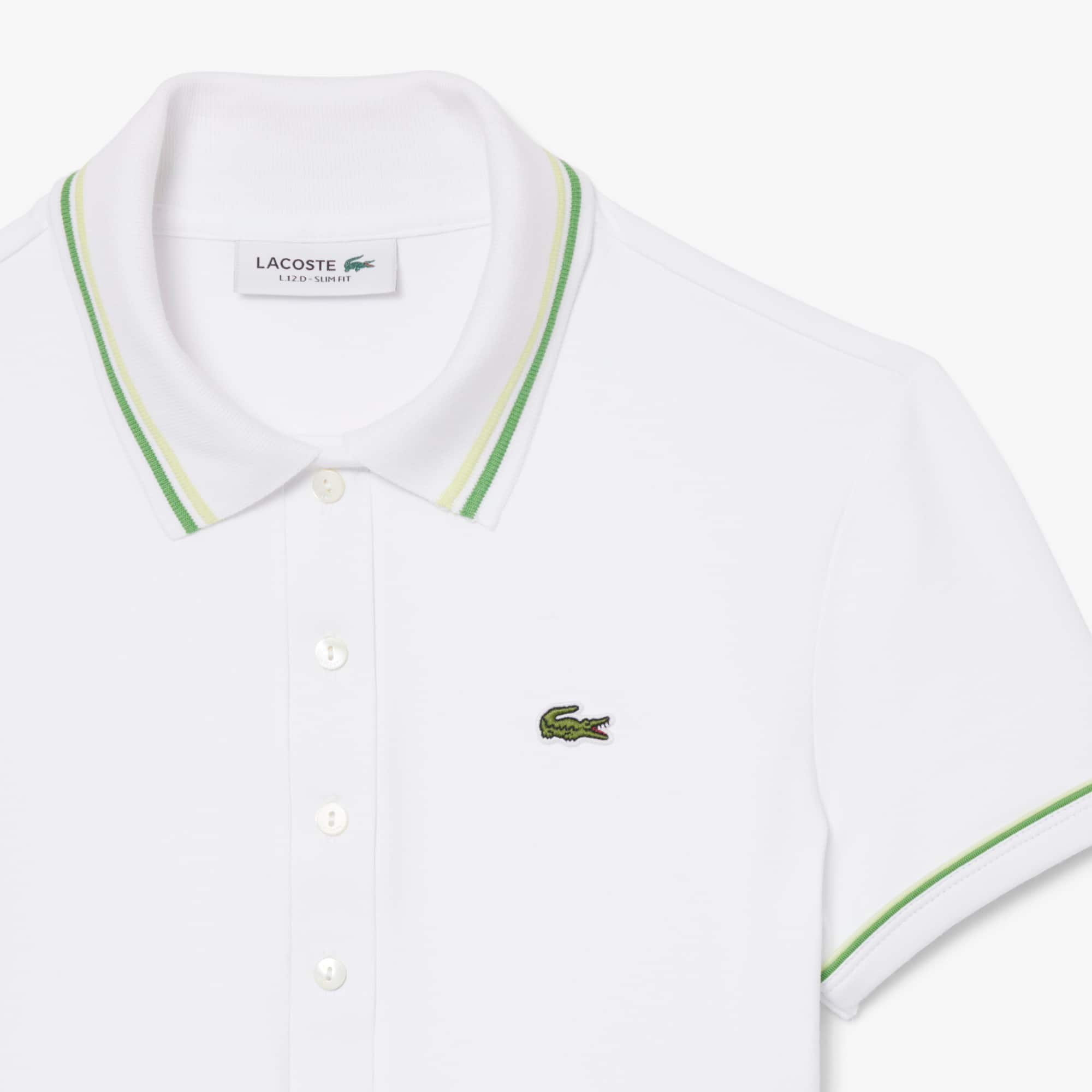 Women's L.12.D Slim Fit Trim Detail Polo - Blanc / Vert