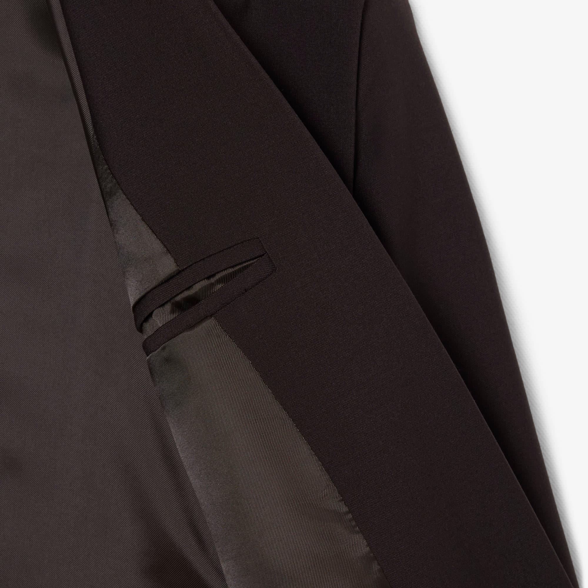 Women's Embroidered Logo Slim Fit Wool Blazer - Brown