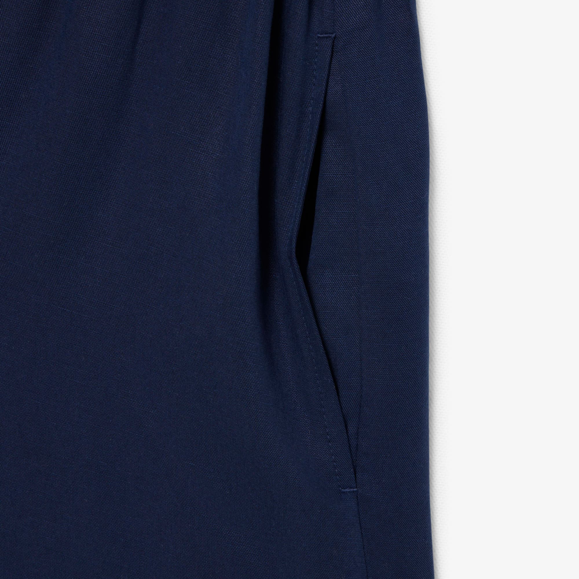 Fluid Linen Blend Shirt Dress - Navy Blue