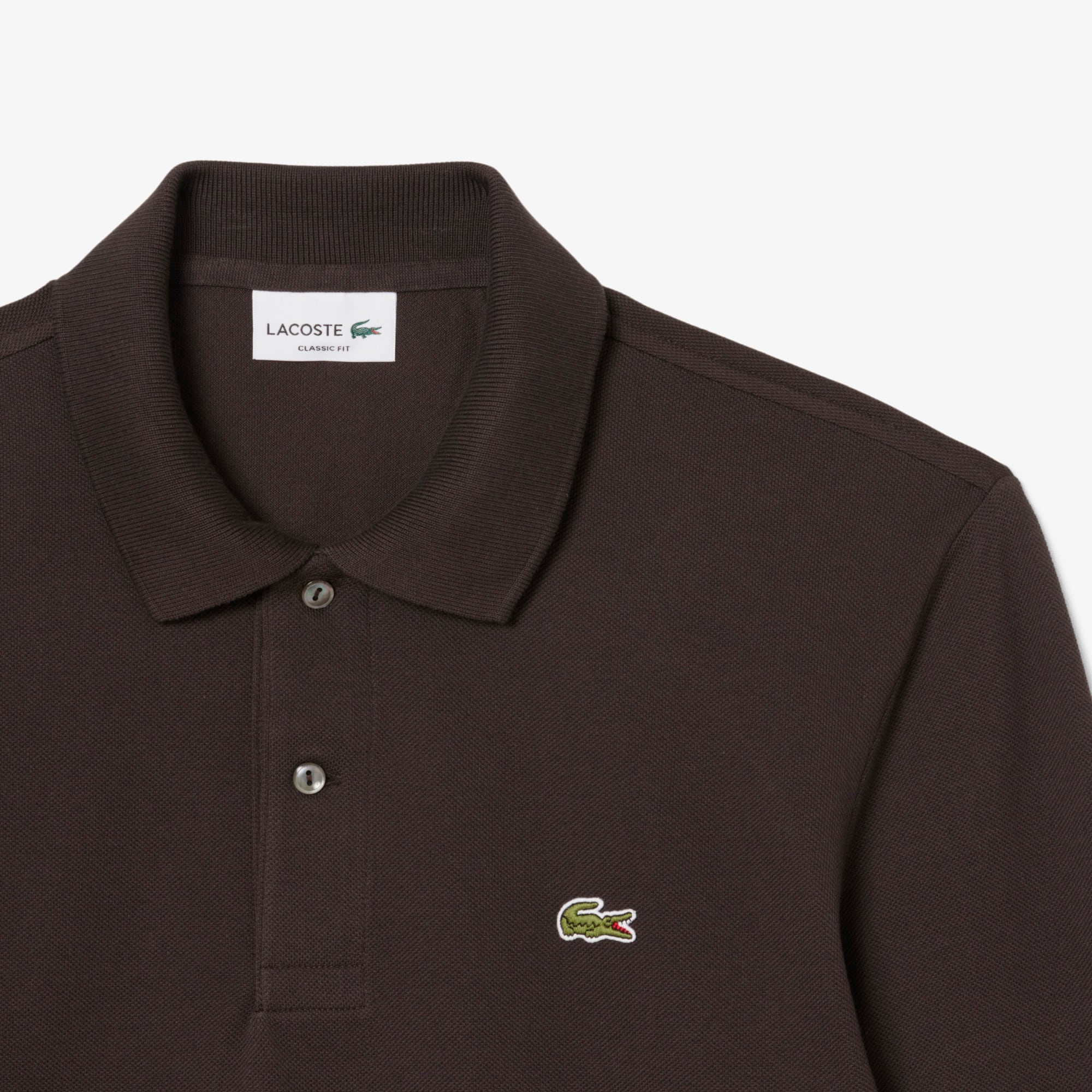 Men's Classic Fit Long Sleeve Polo - Brown