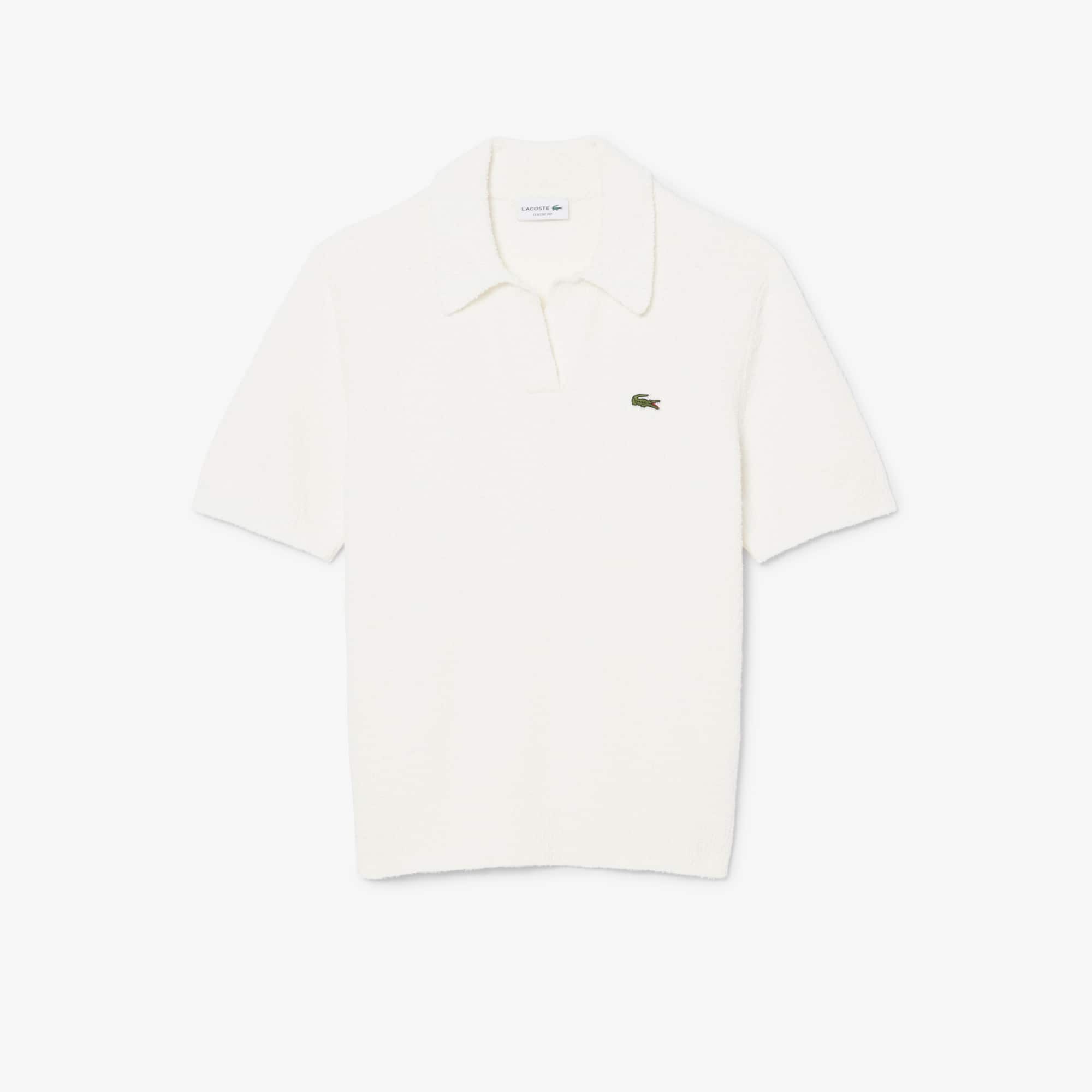 Classic Fit Bouclé Knit Polo - White