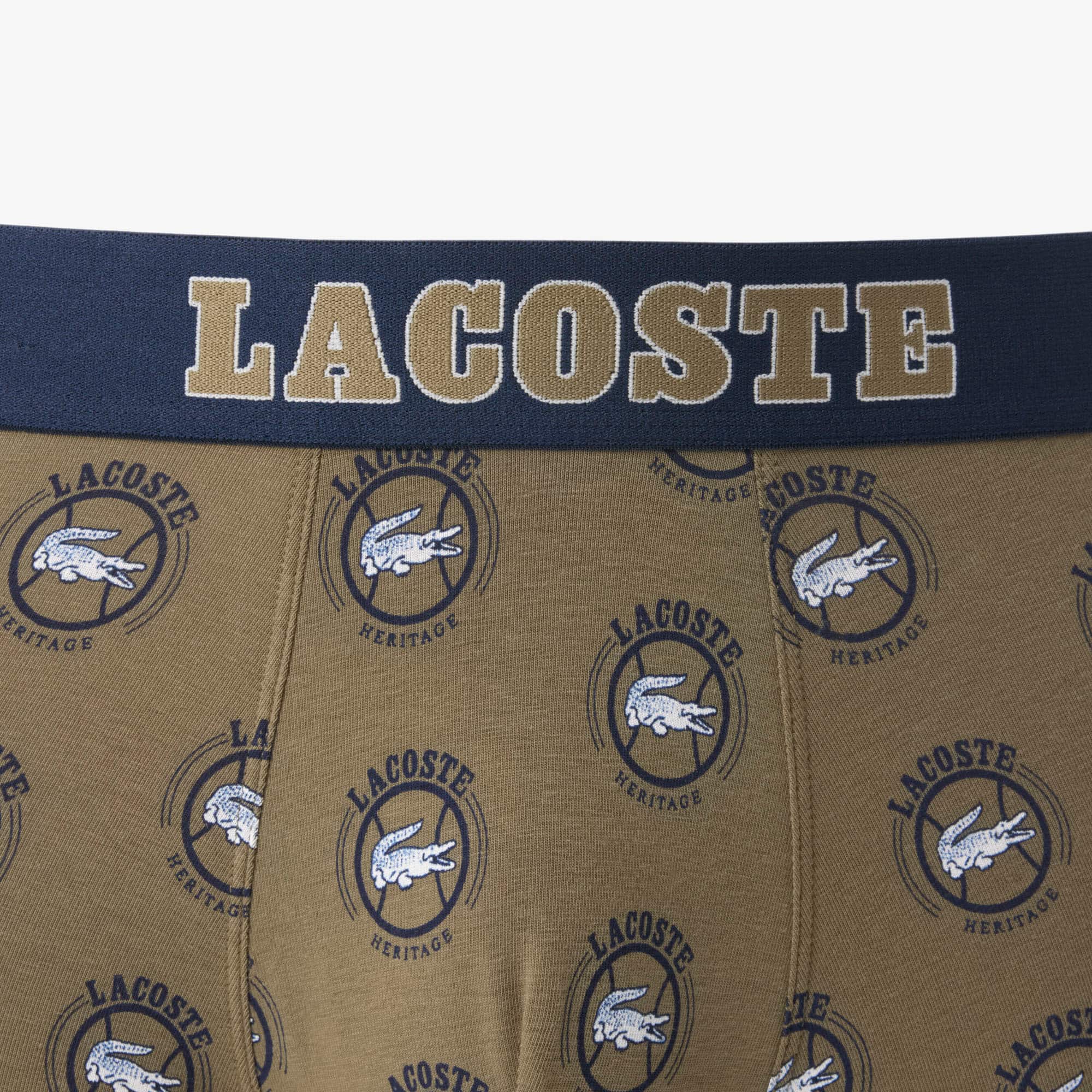 Men's Printed Stretch Cotton Boxer Briefs - Vert Kaki / Bleu Marine / Blanc