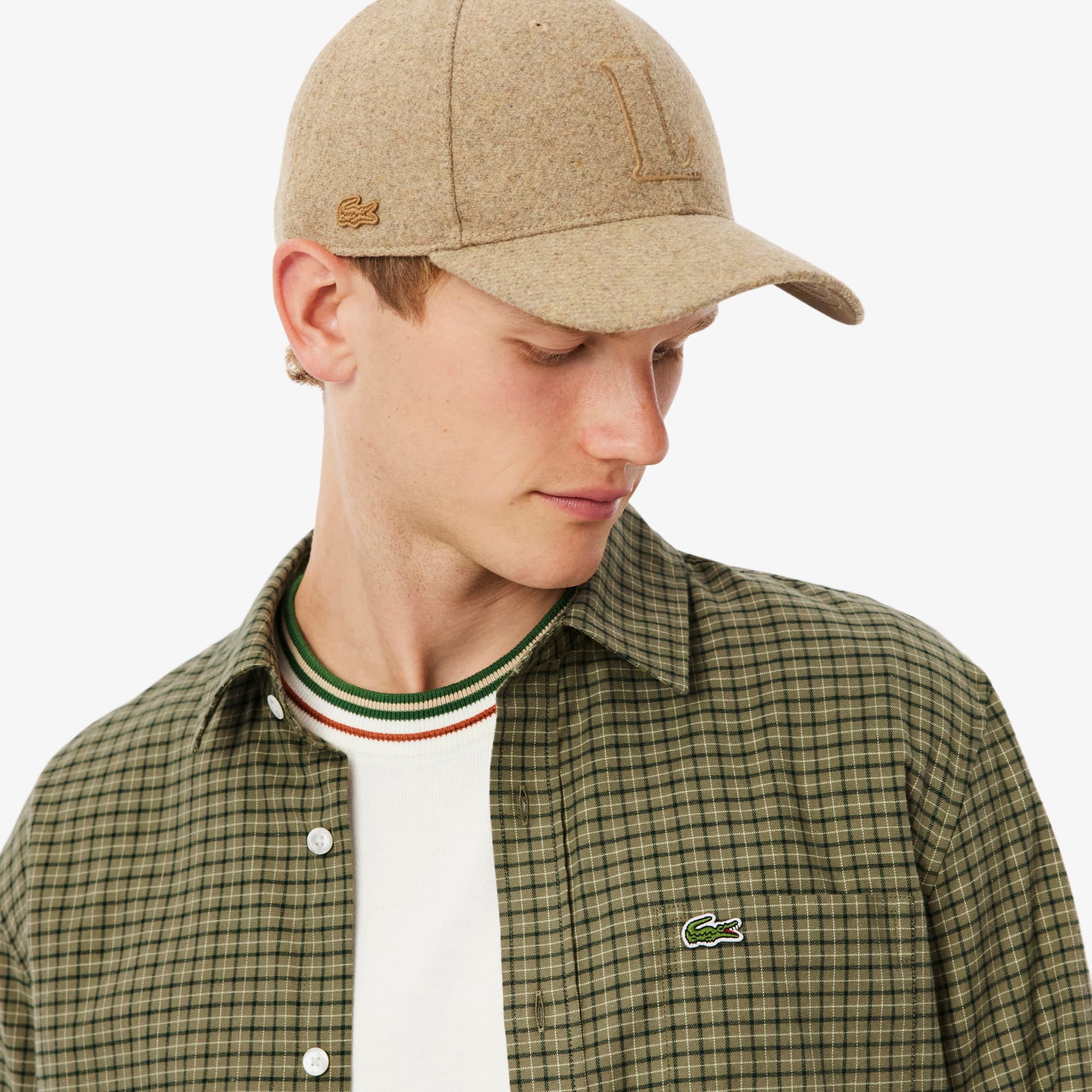 Men's Regular Fit Plaid Flannel Shirt - Khaki Green / Green