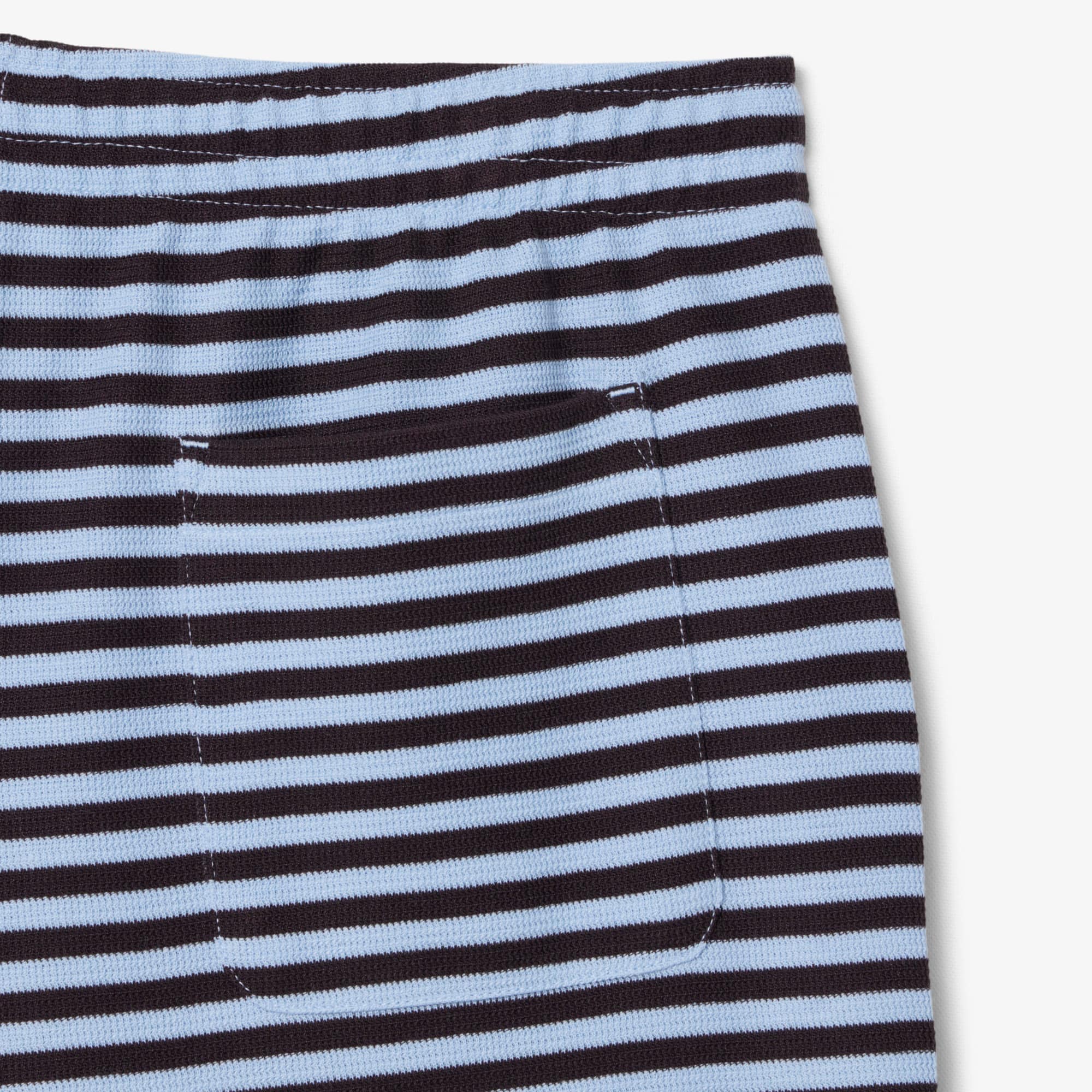 Regular Fit Striped Cotton Shorts - Bleu Clair / Marron