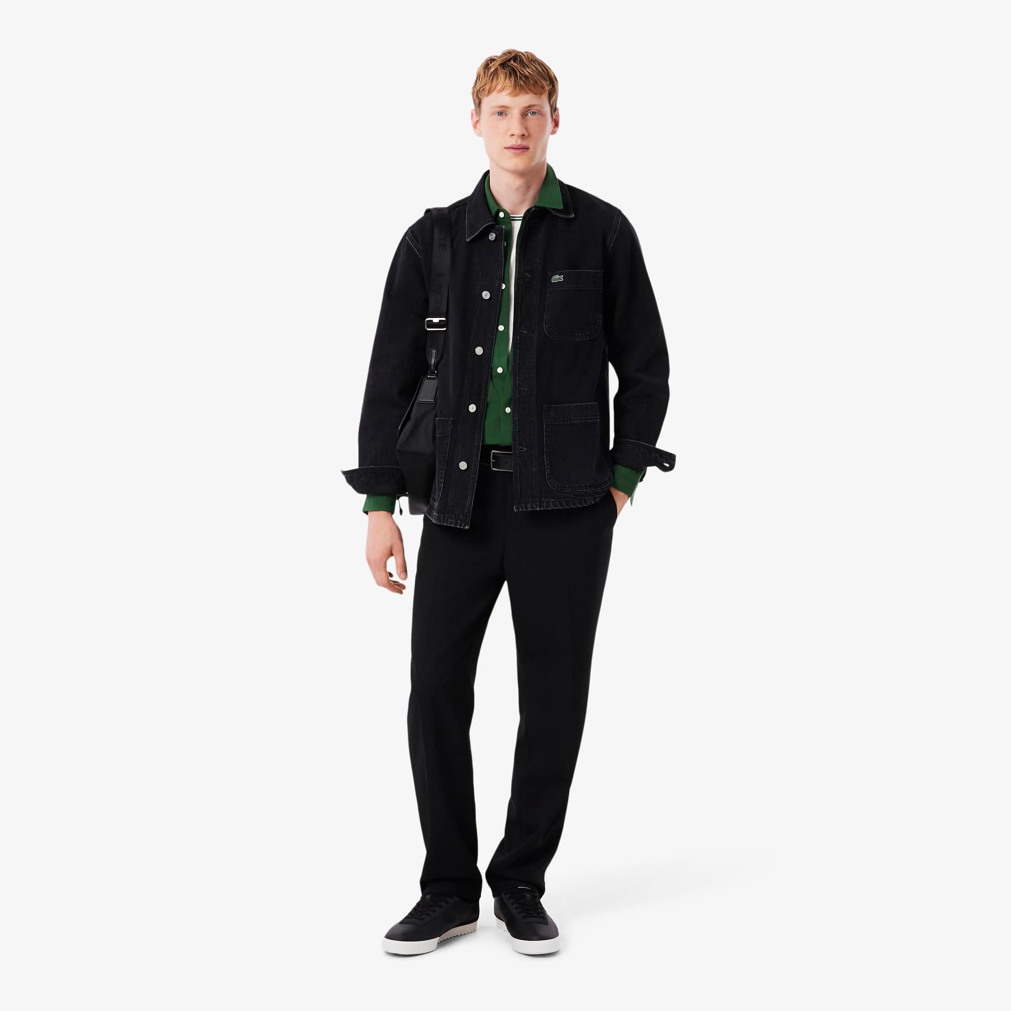 Men's Slim Fit Cotton Piqué Shirt - Pine green