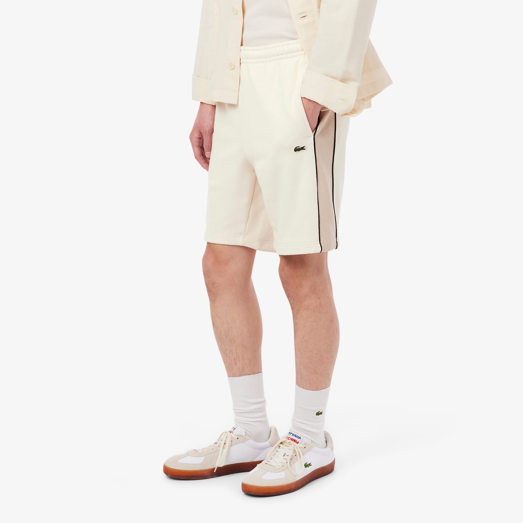 Regular Fit Colorblock Fleece Shorts - Beige