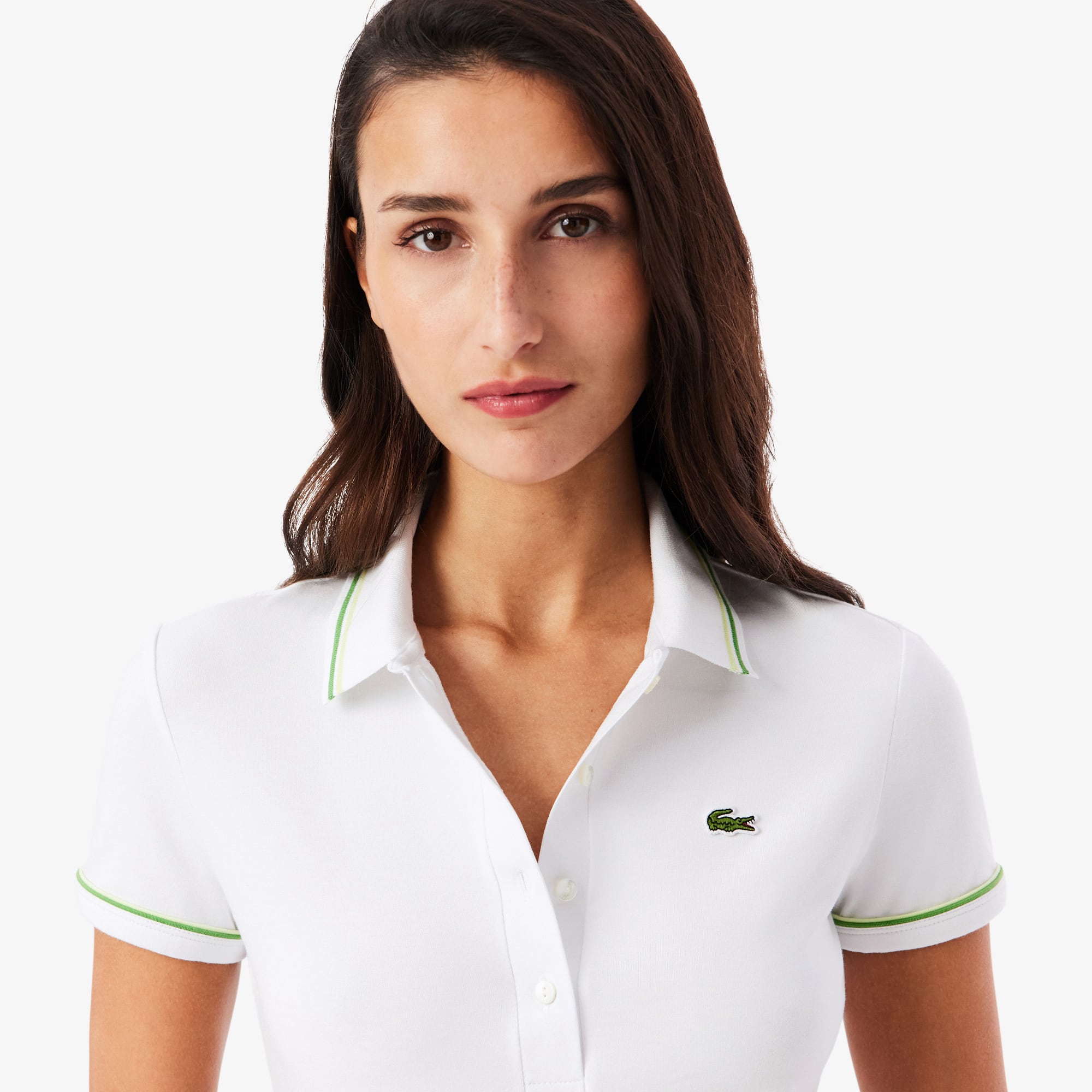 Women's L.12.D Slim Fit Trim Detail Polo - Blanc / Vert