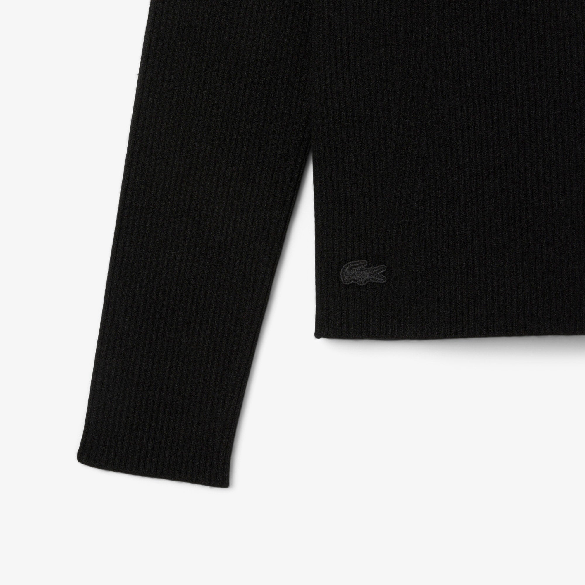 Women's High-Neck 3D Ribbed Knit Sweater - Black