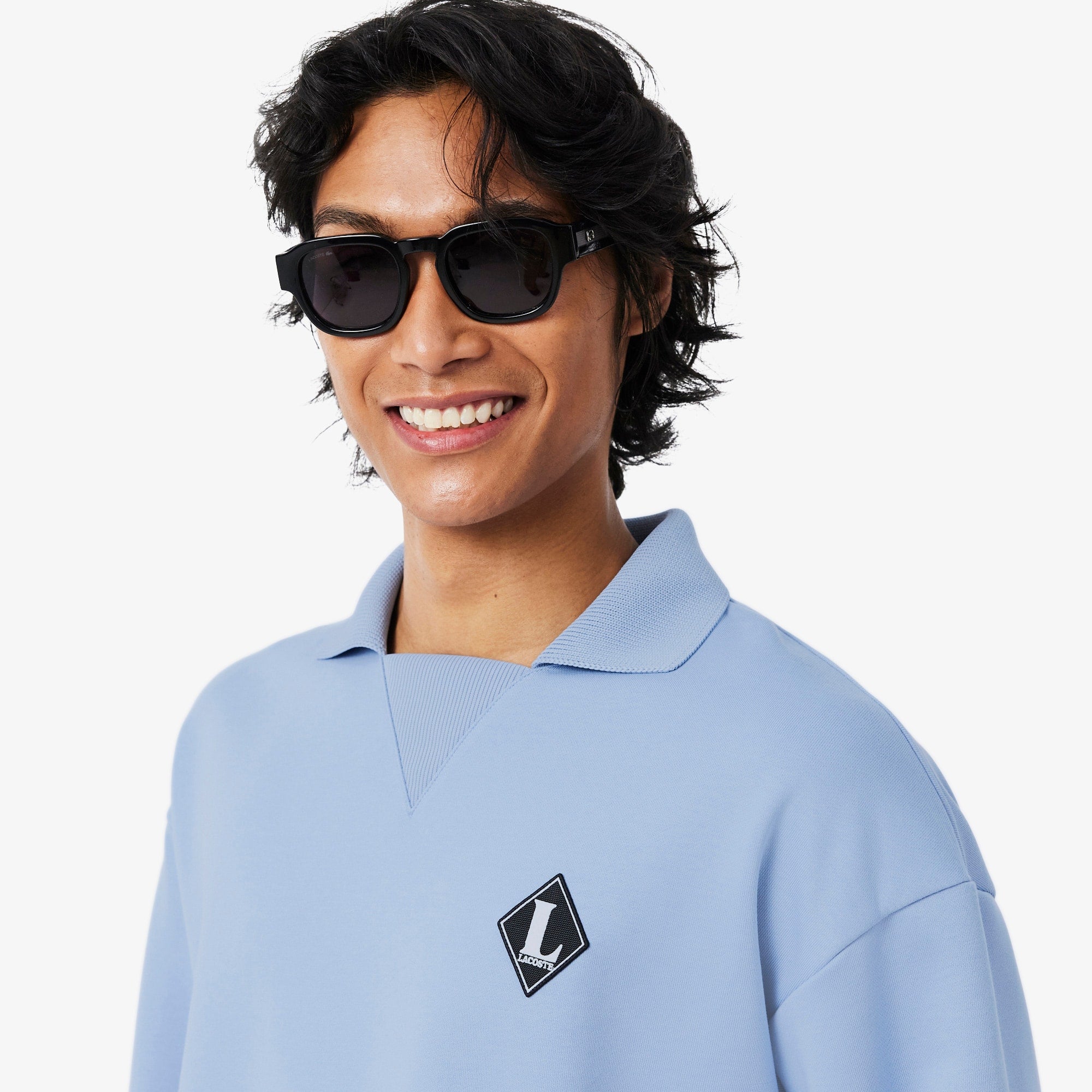 Made In France Polo Collar Sweatshirt - Light Blue
