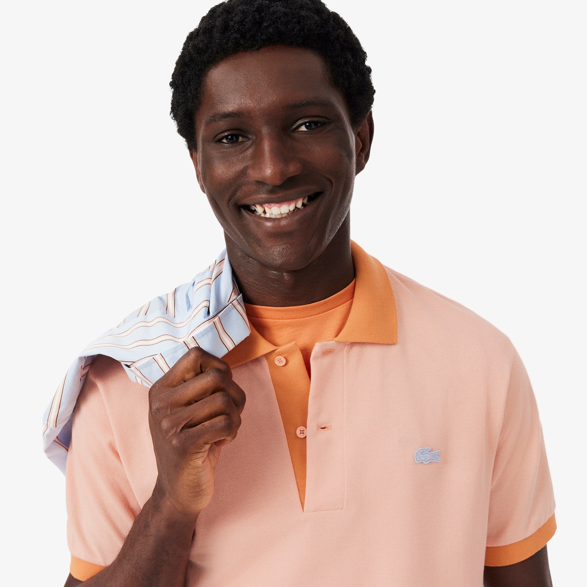 Classic Fit Contrast Rib Polo - Rose / Orange