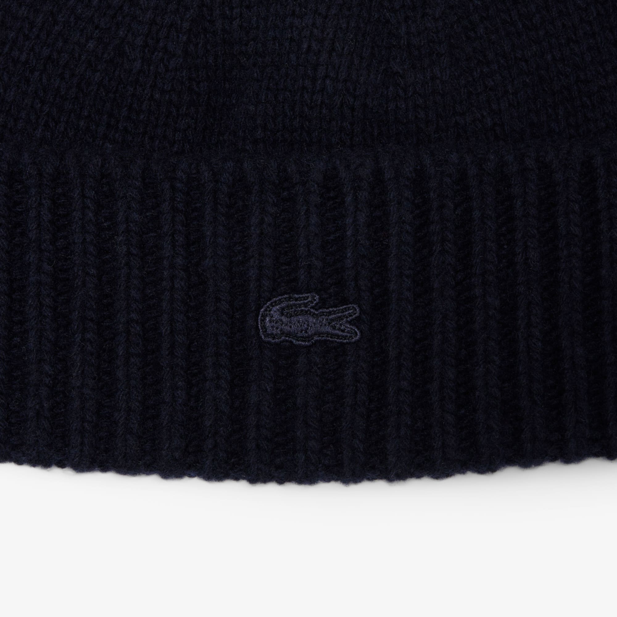 Women's 3D Rib Knit Wool Beanie - Navy Blue