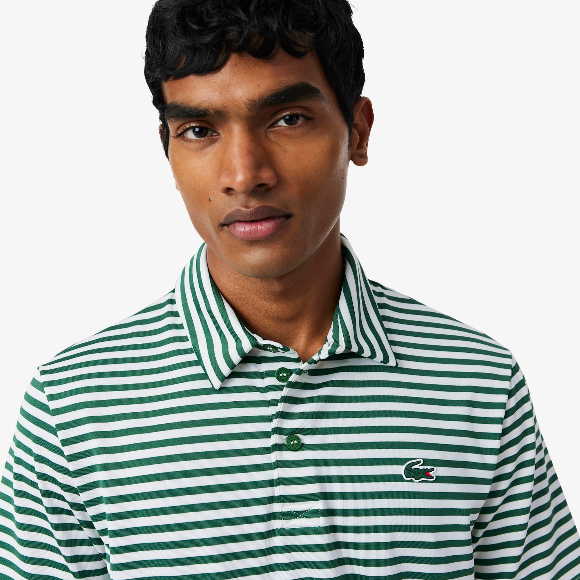 Regular Fit Ultra Dry Striped Golf Polo - Green / White