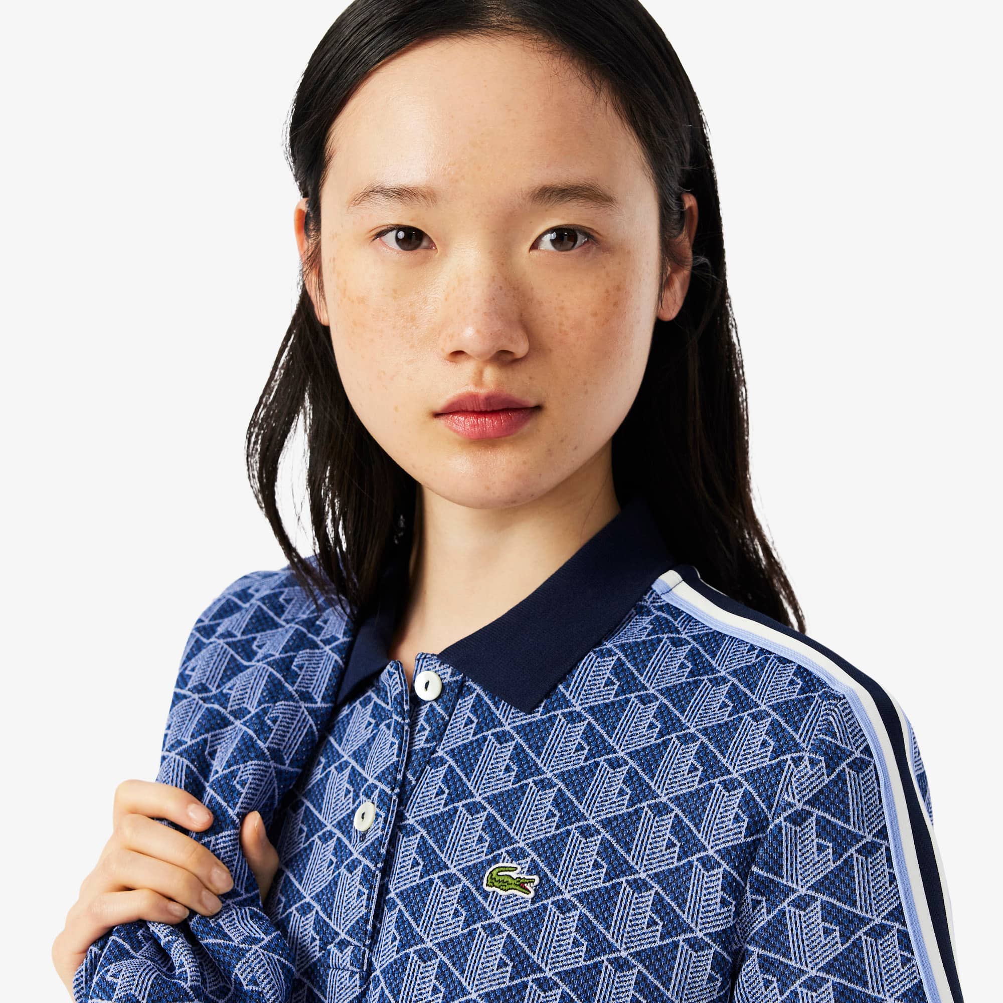 Women's Slim Fit Monogram Polo - Navy Blue / Purple