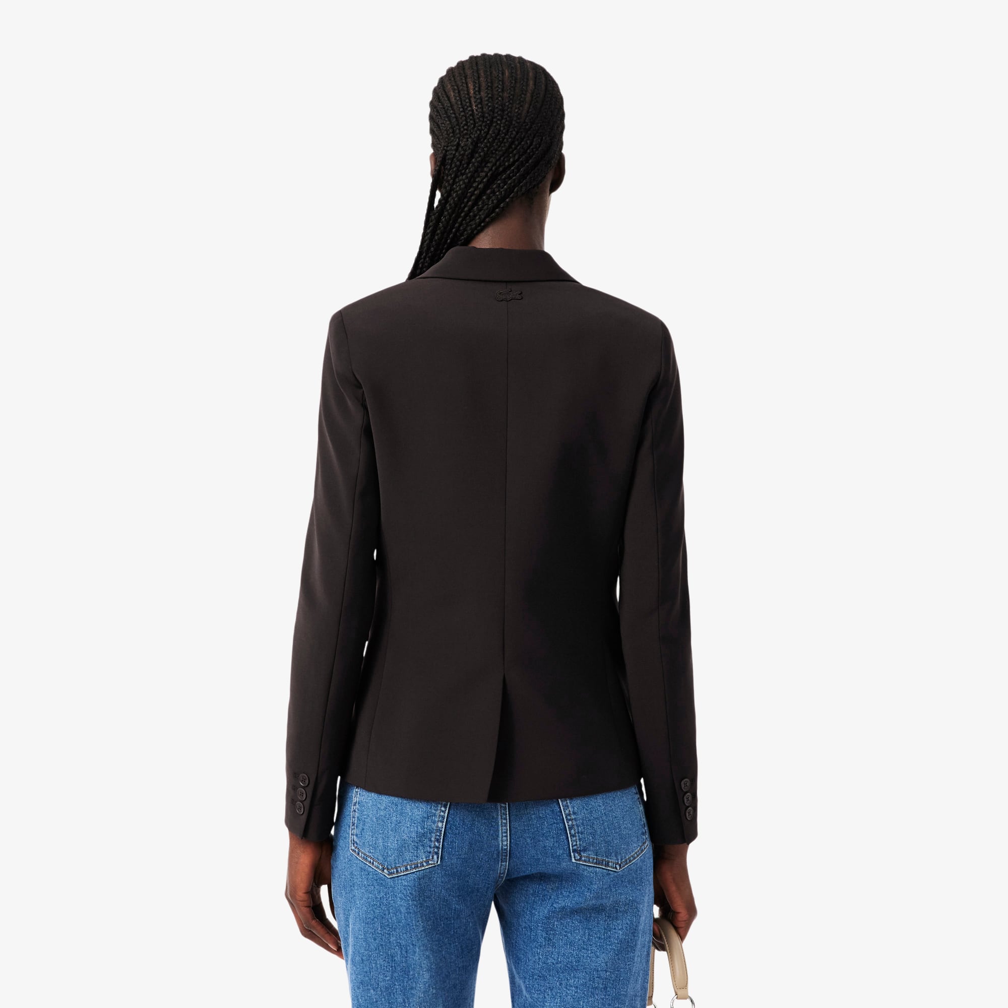 Women's Embroidered Logo Slim Fit Wool Blazer - Brown
