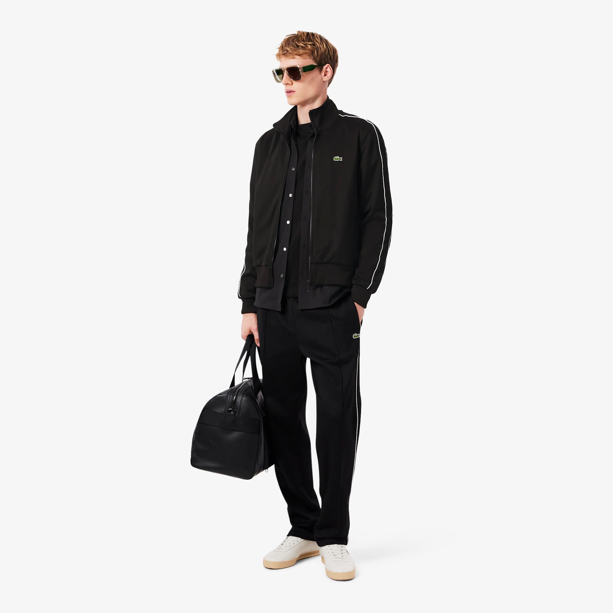 Men's Paris Piqué Zip-Up Track Jacket - Black