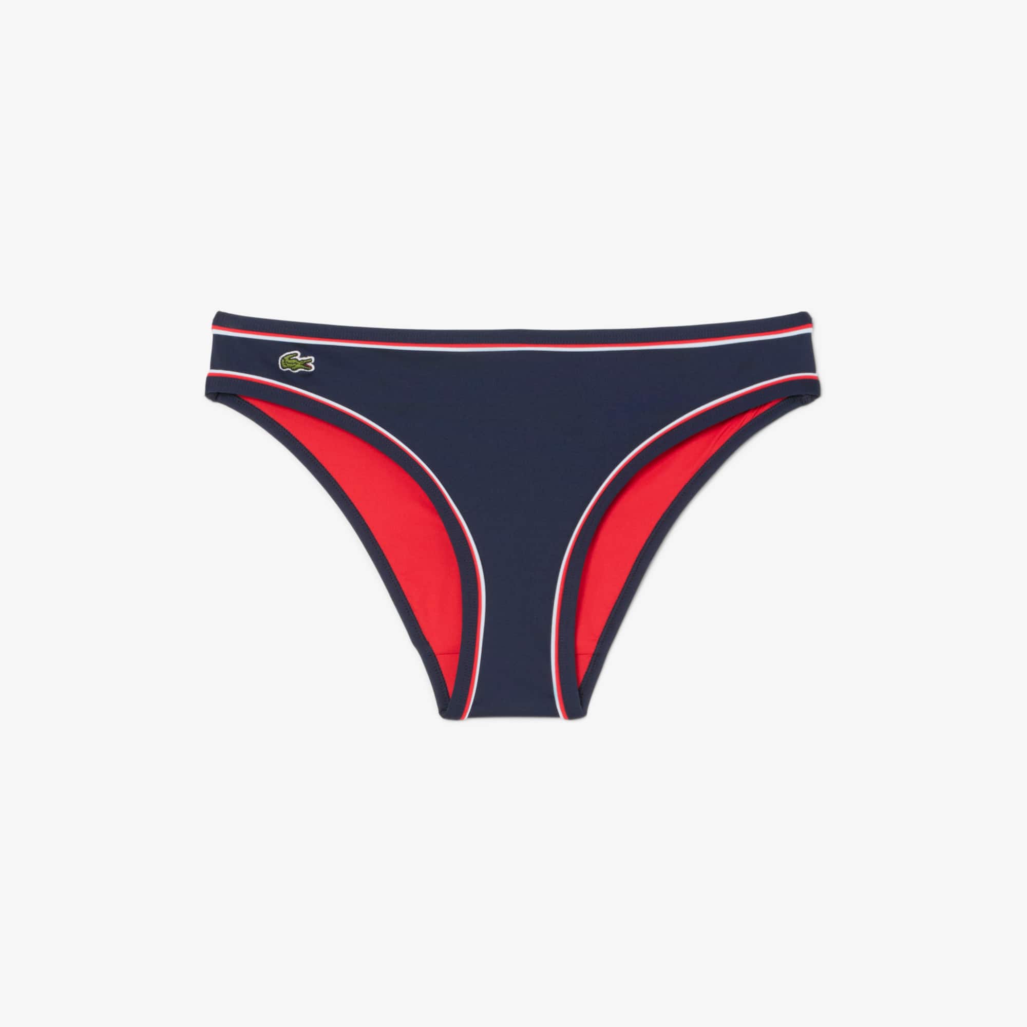 Women's Contrast Trim Swim Bottoms - Navy Blue / Light Blue / Red