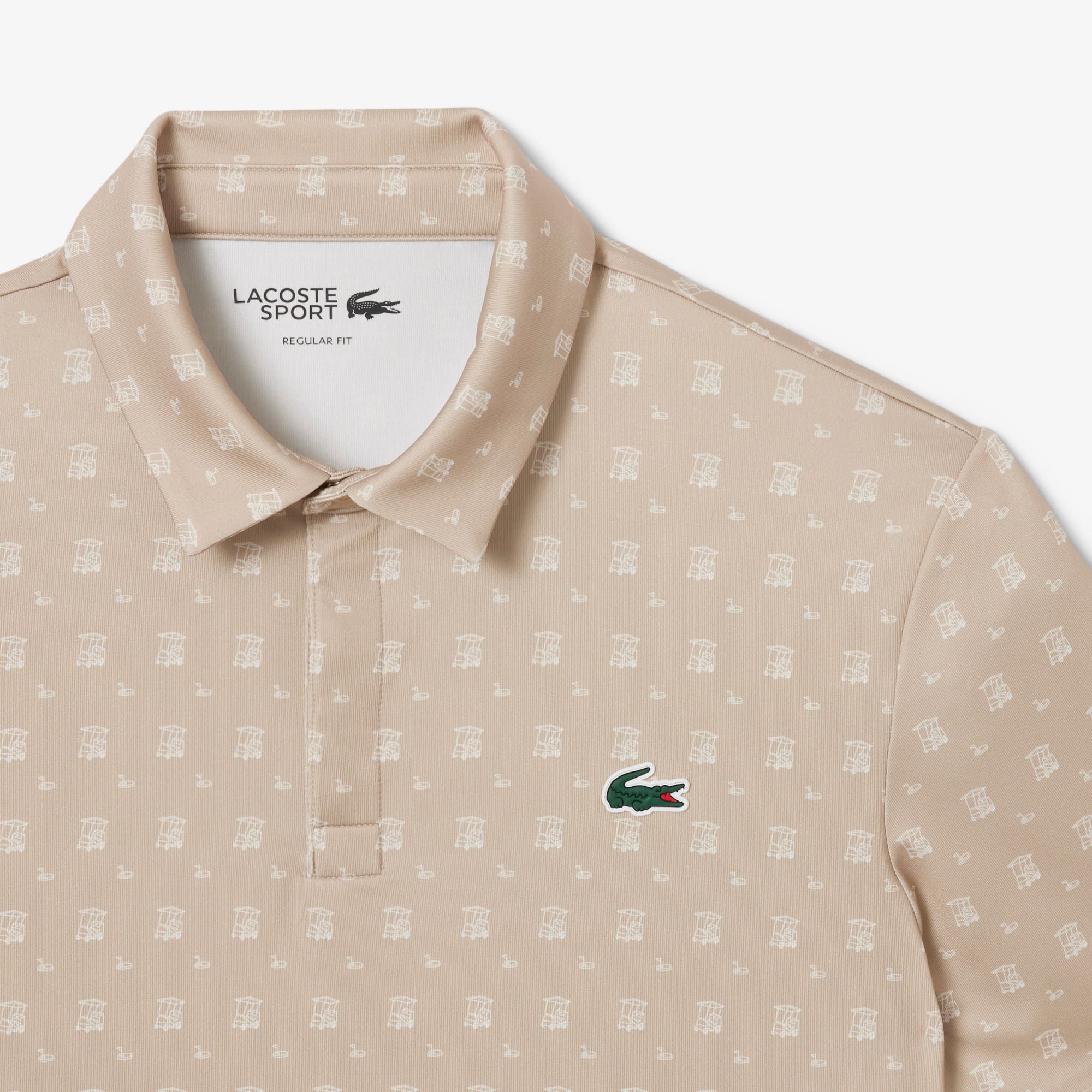 Men's Regular Fit UV Protect Golf Polo - Beige / Blanc
