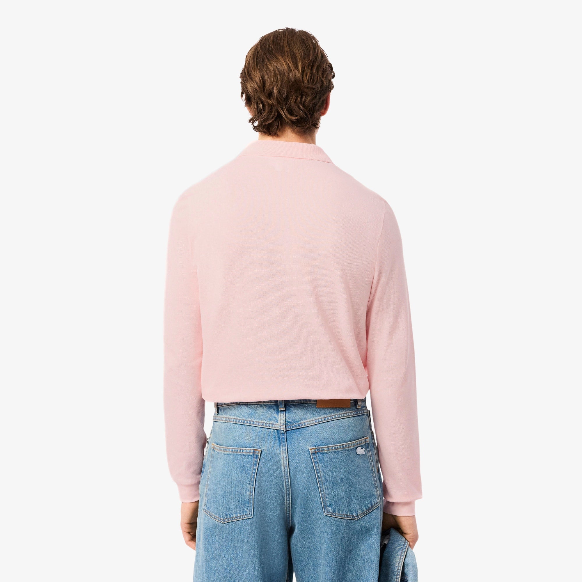 Men's Classic Fit Long Sleeve Polo - Light Pink