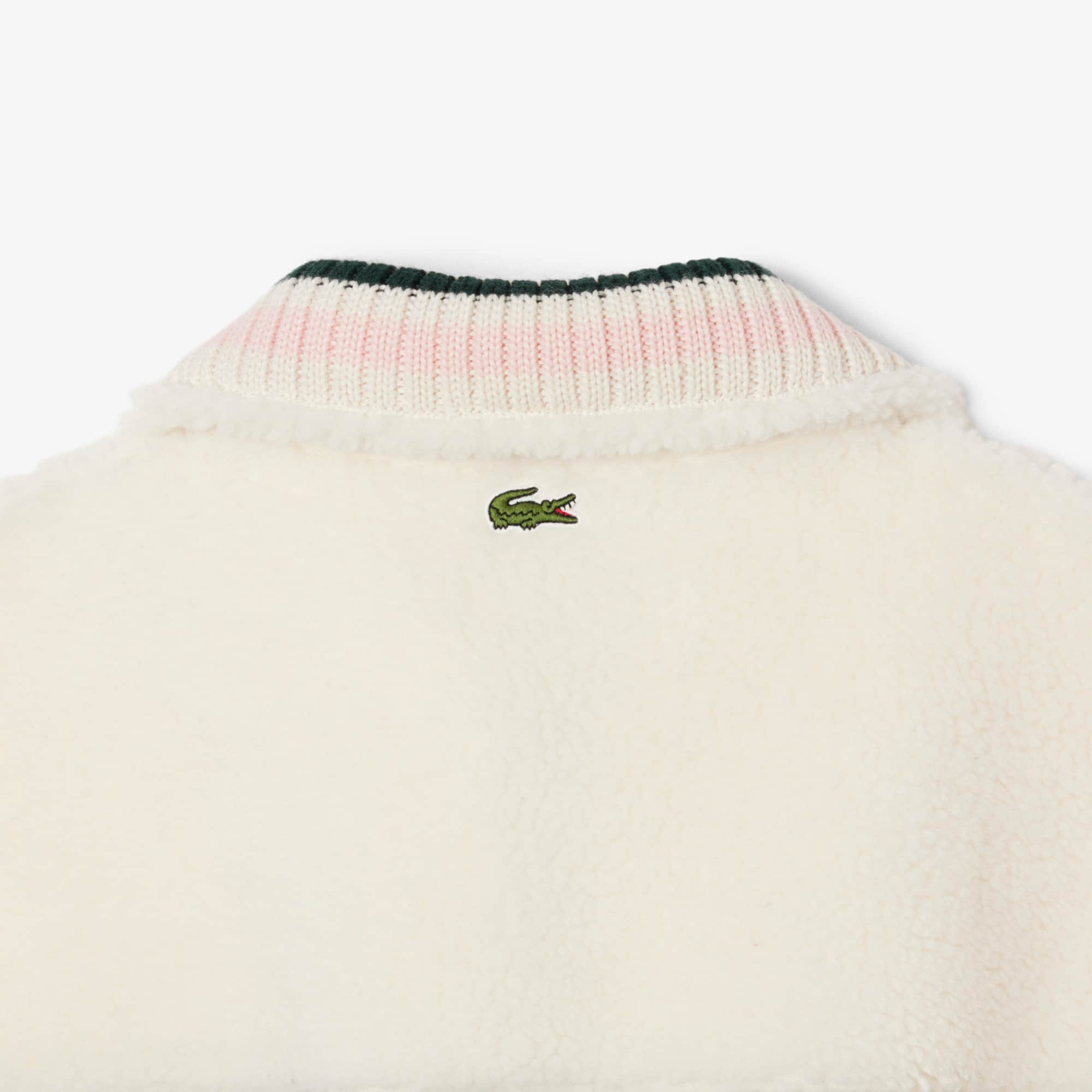 Women's High-Neck Oversized Fleece Sweatshirt - Green / White