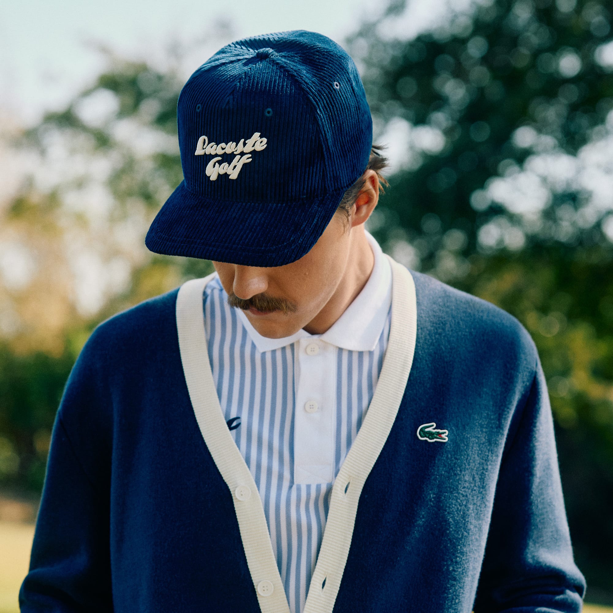 Men's Embroidered Corduroy Golf Cap - Navy Blue