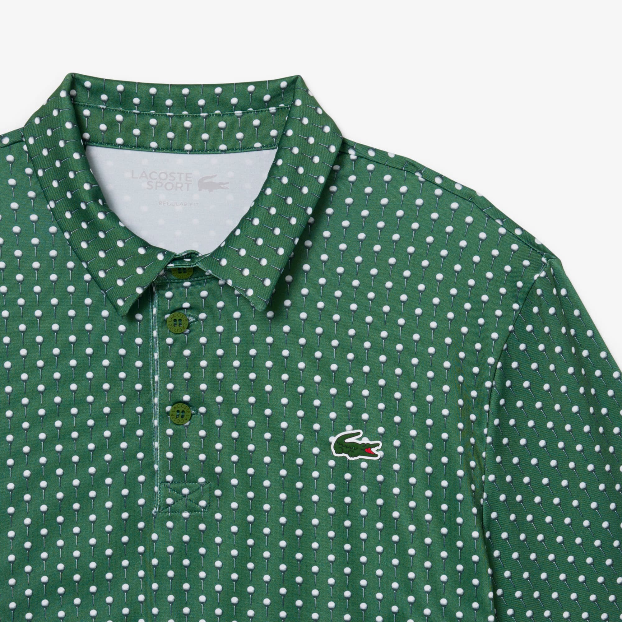 Regular Fit Printed Golf Polo - Green / White