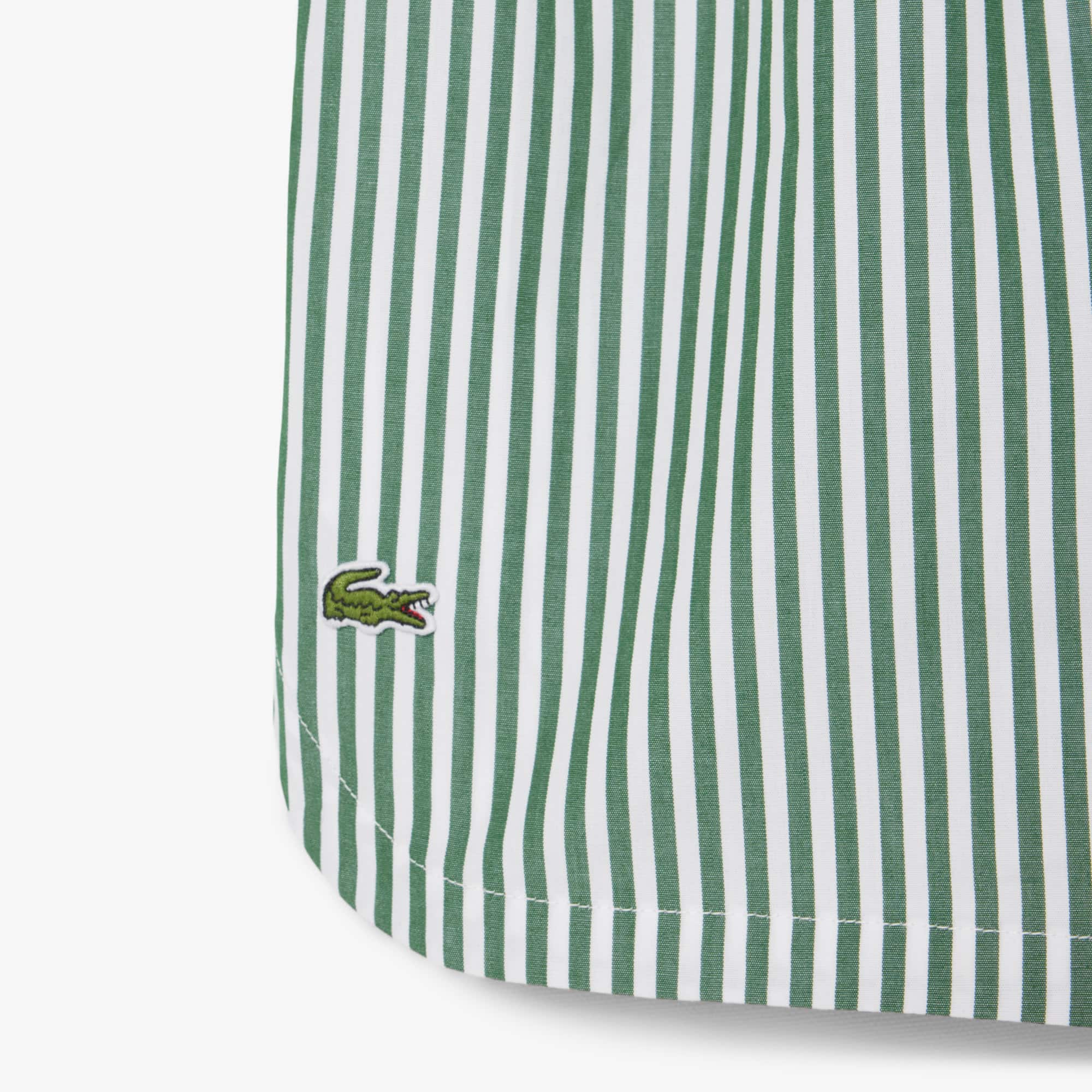 Oversized Striped Poplin Pajama Set - Green / White