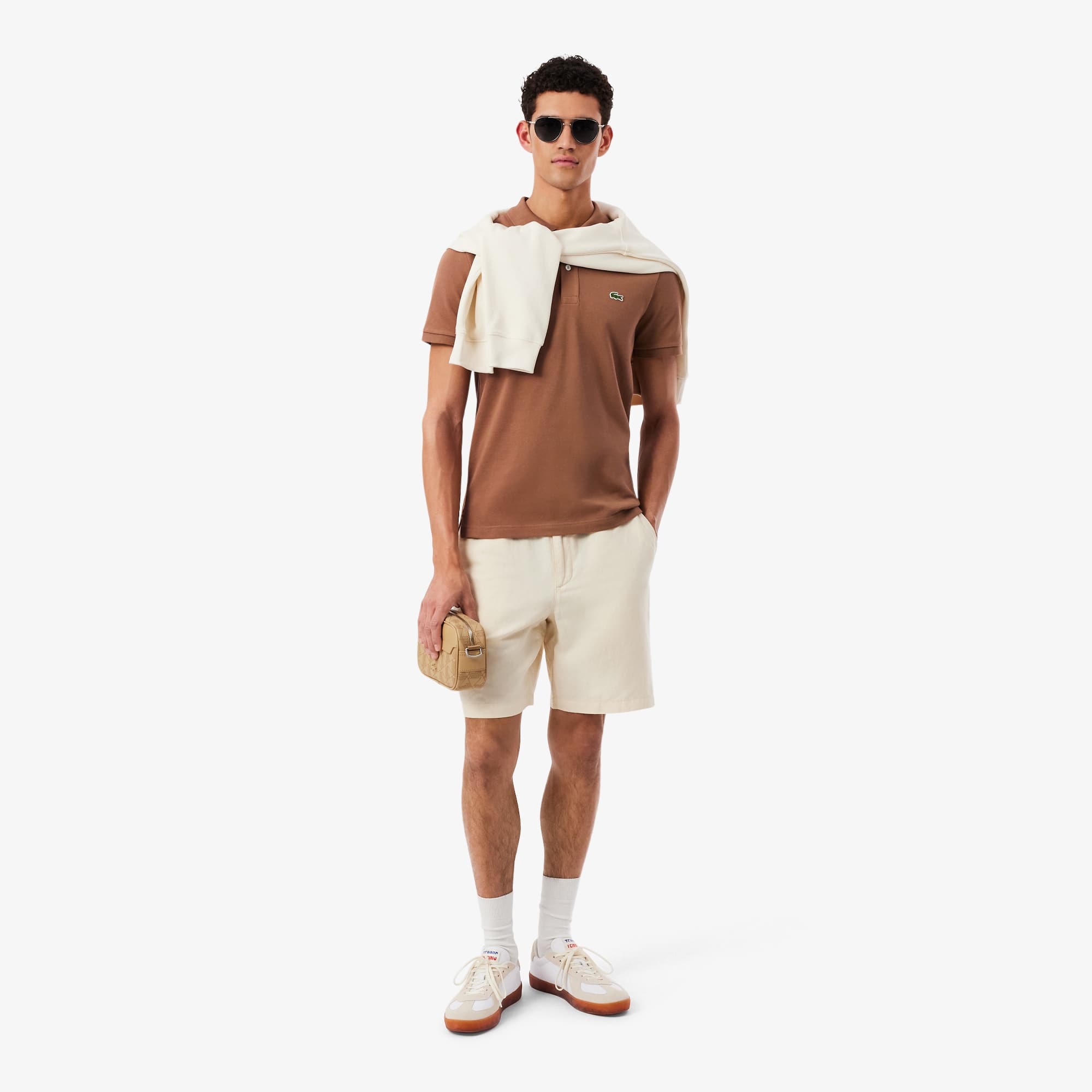 Men's Slim Fit Piqué Polo - Light Brown