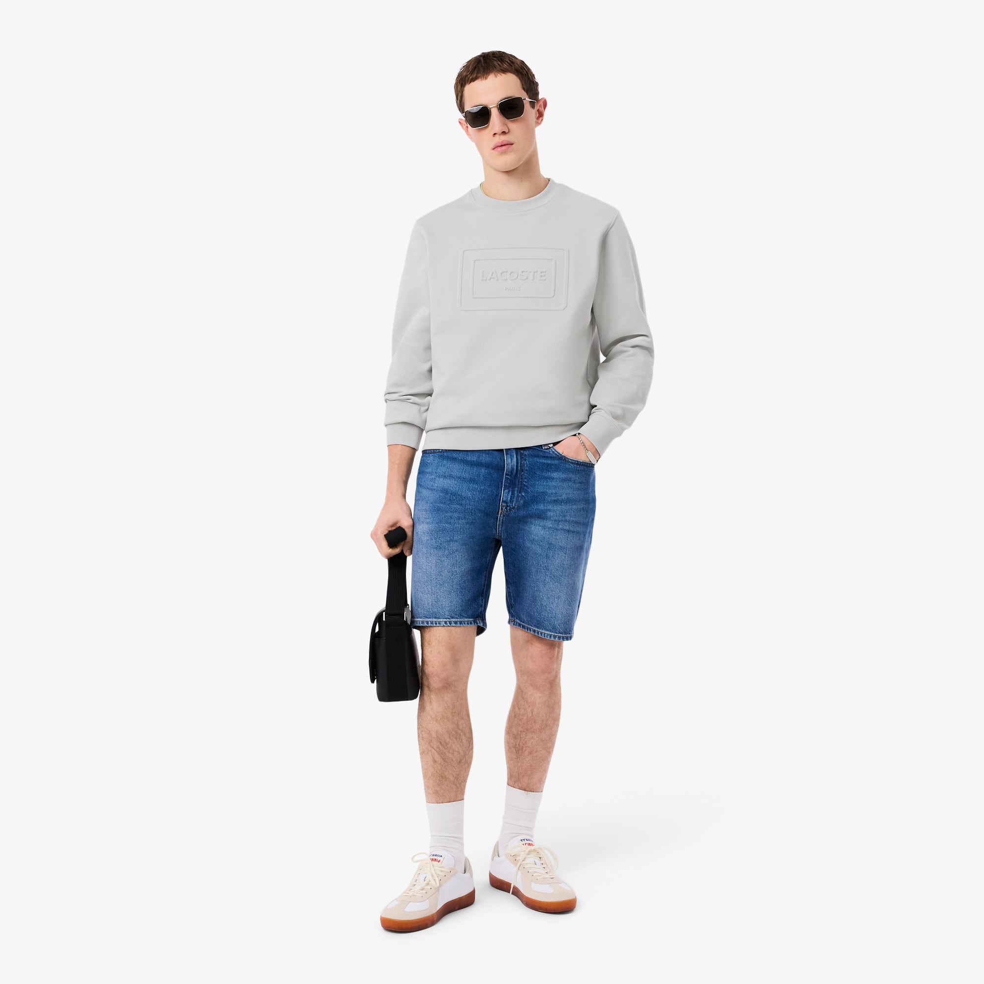 Embossed Fleece Sweatshirt - Light Grey