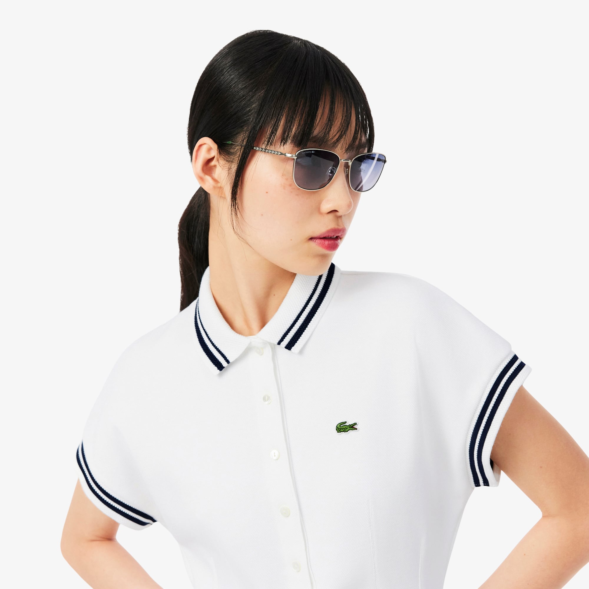 Made In France Polo Dress - White / Navy Blue