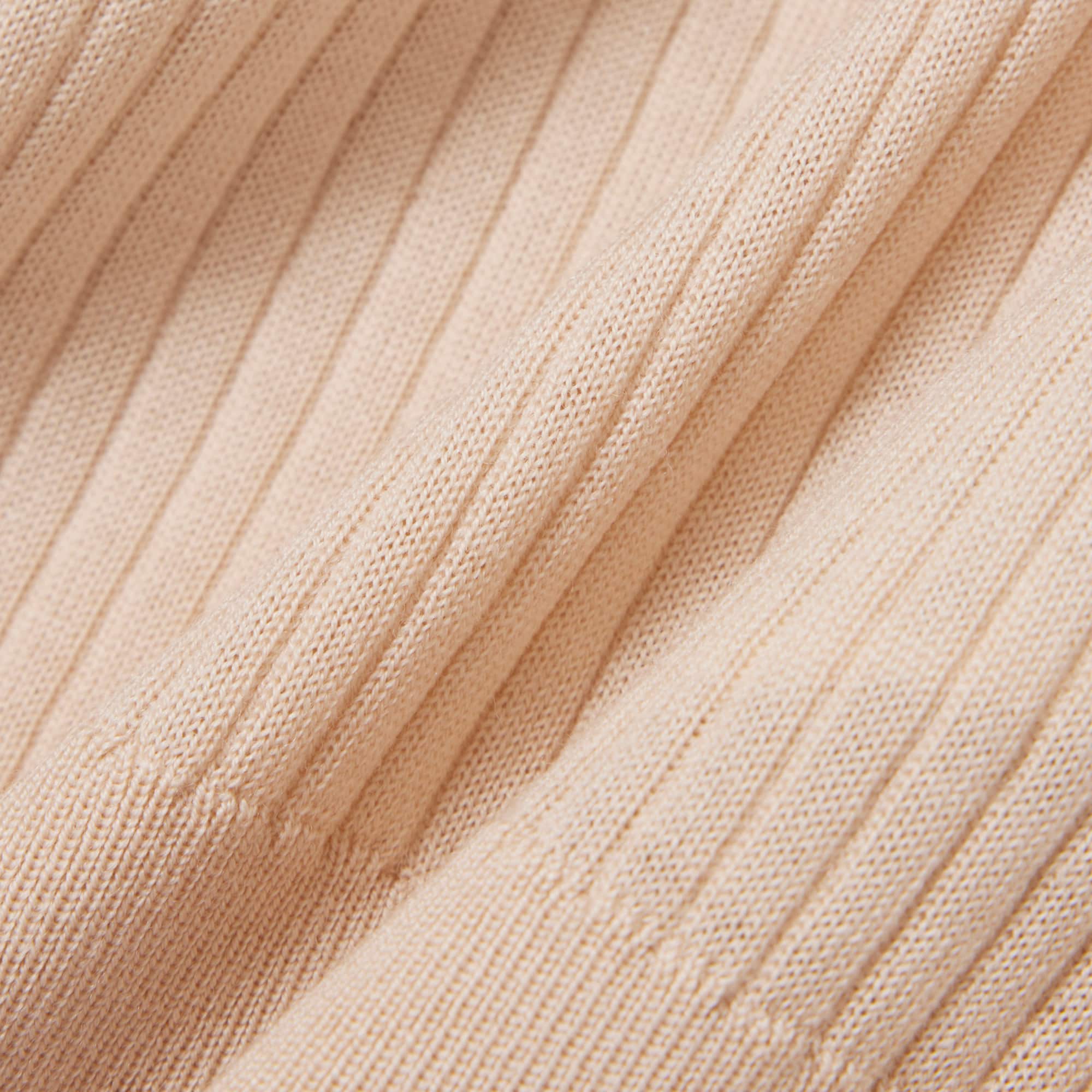 3D Rib Knit Polo Collar Merino Wool Sweater - Beige