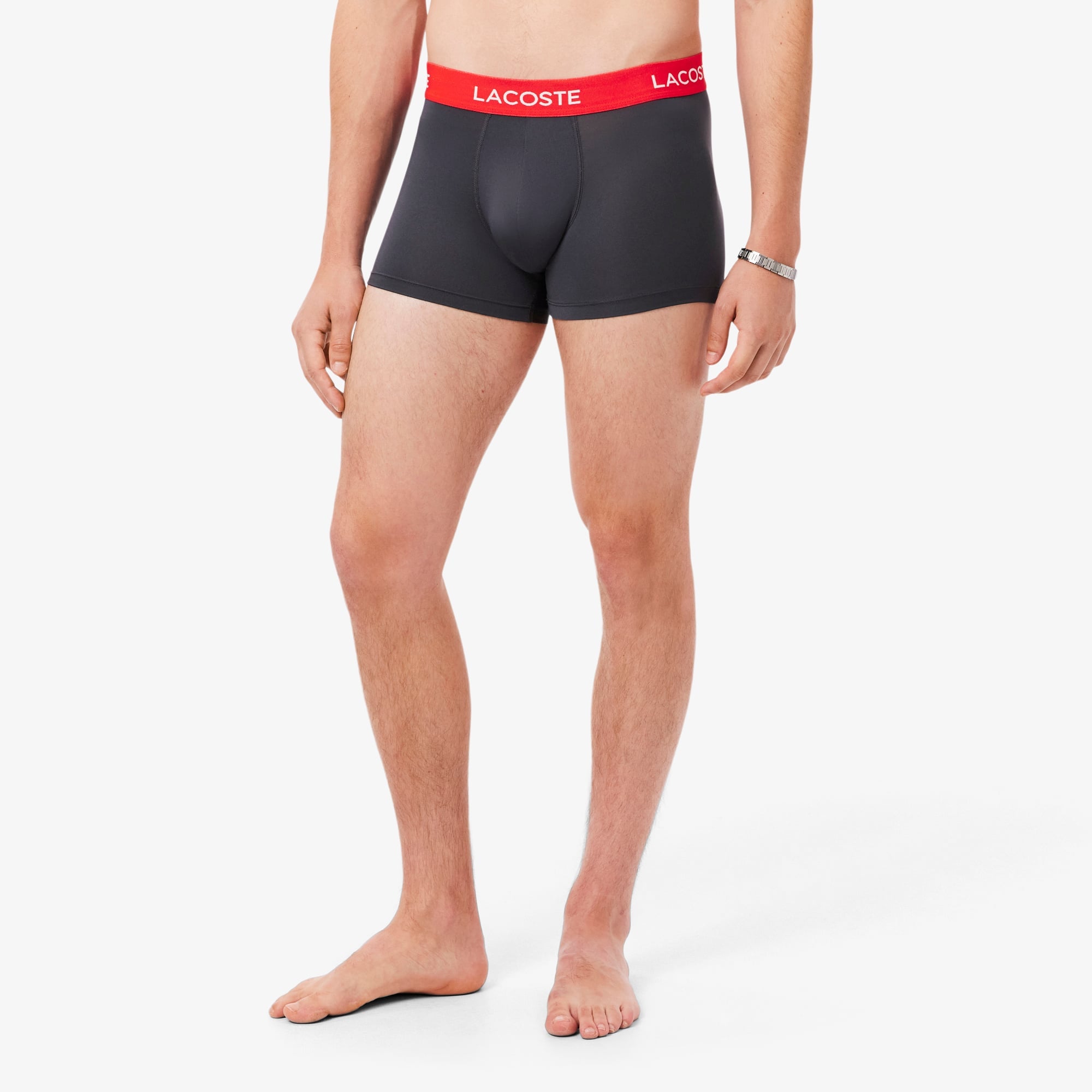 Men's 3-Pack Microfiber Trunks - Dark Grey / Red / Blue / Black