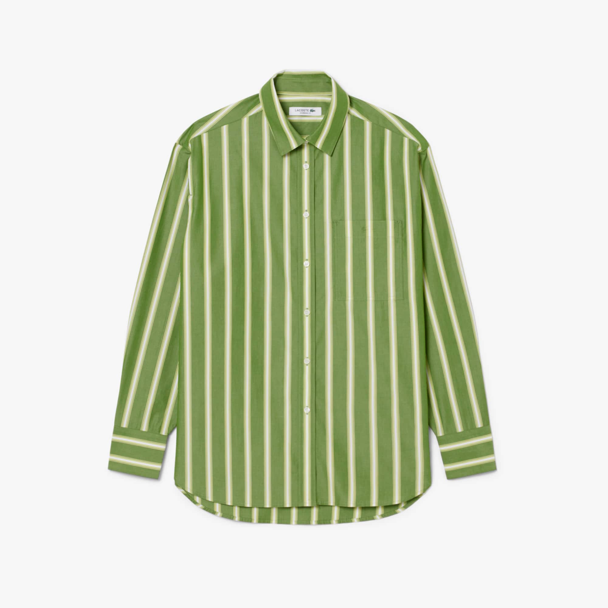 Oversized Cotton Poplin Shirt - Vert / Blanc / Noir