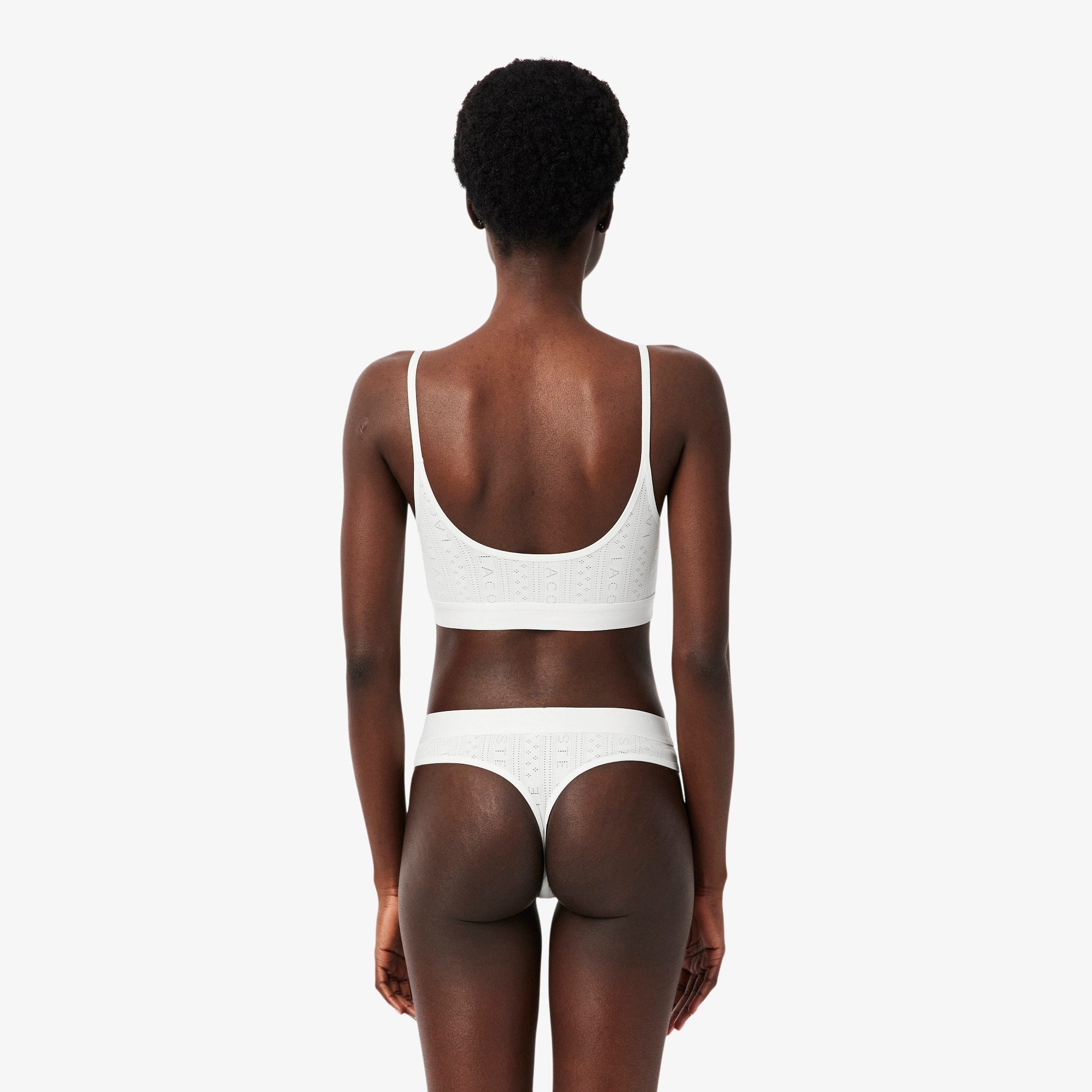 Logo Pointelle Bralette - White