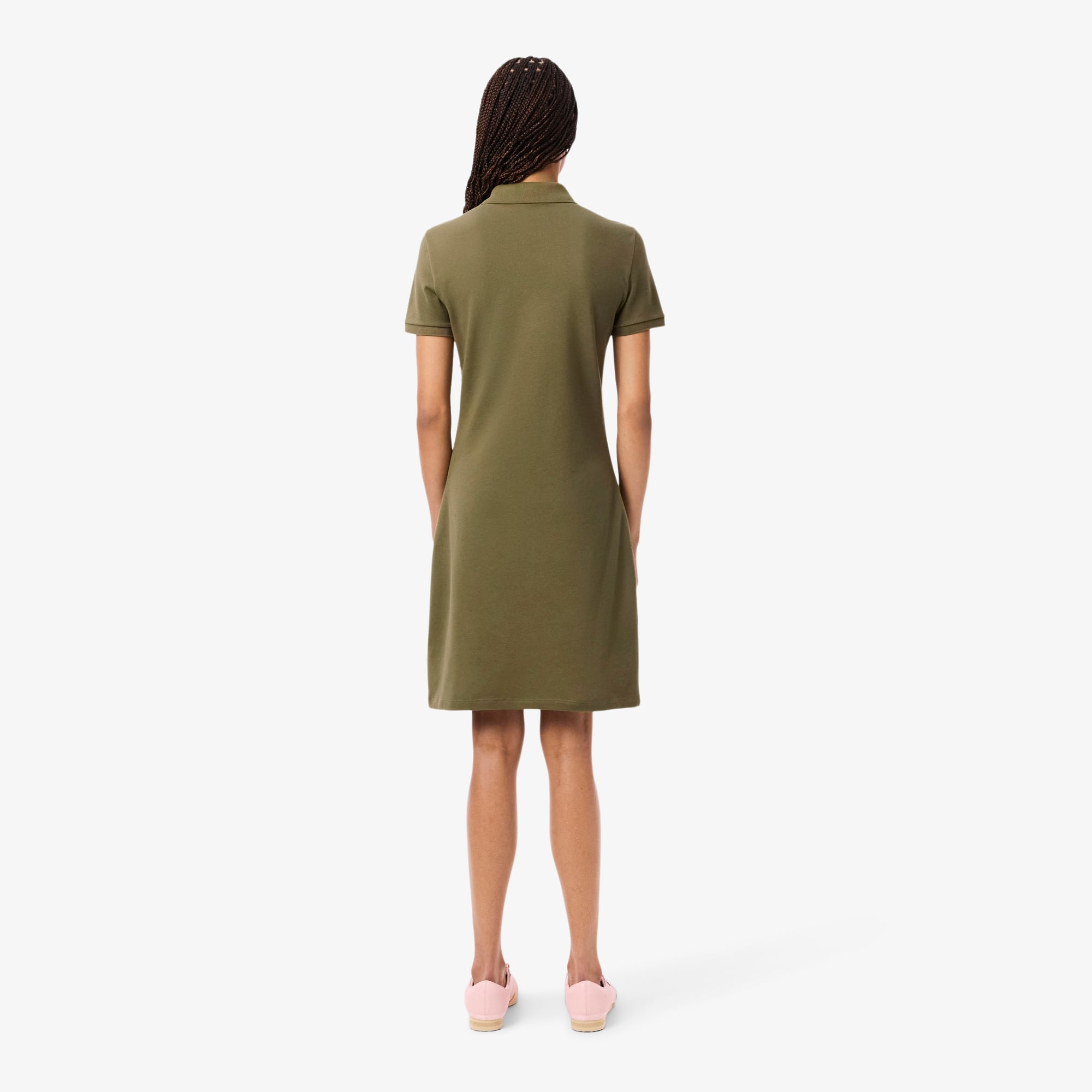 Women's Slim Fit Stretch Mini Piqué Polo Dress - Khaki Green