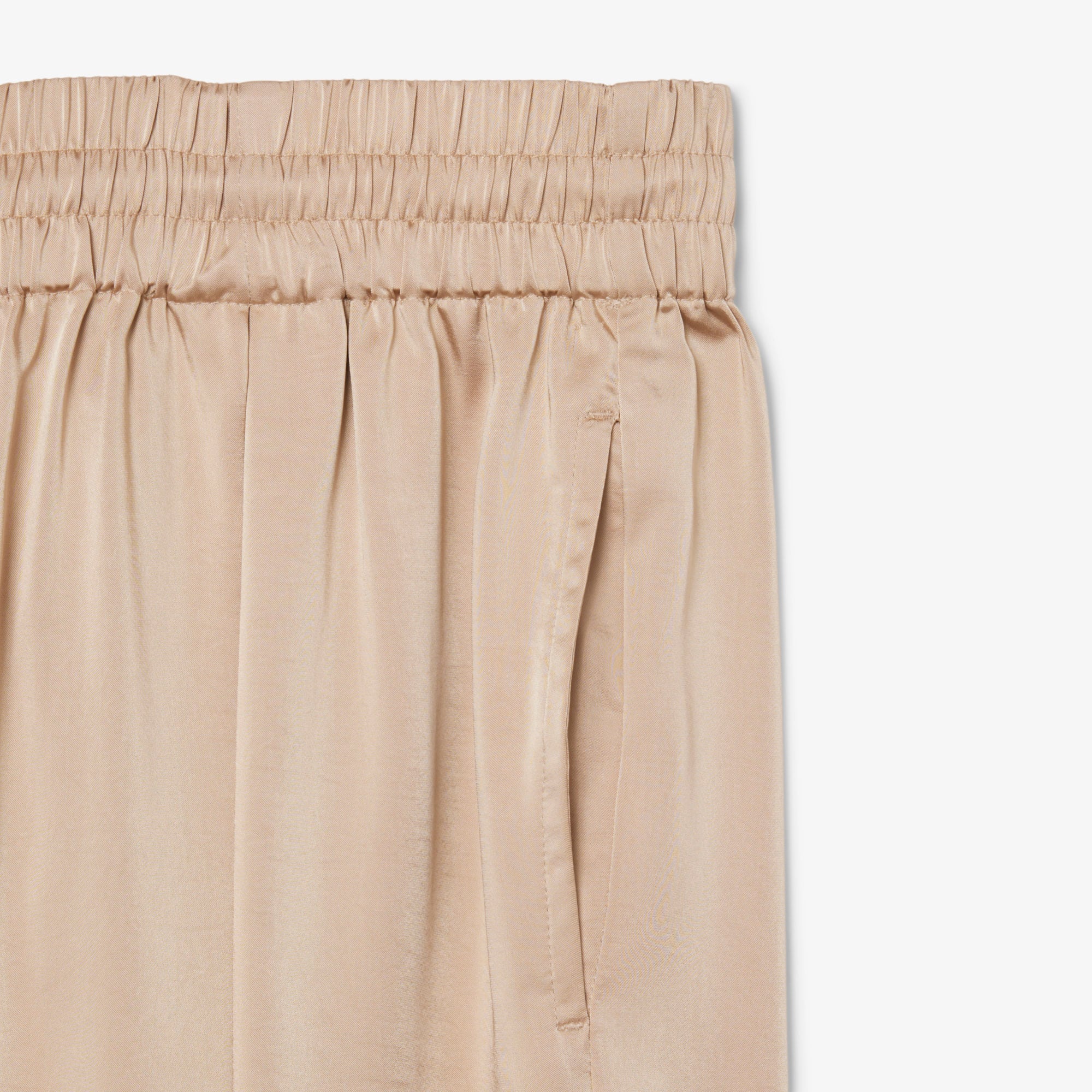 Oversized Elasticated Satin Pants - Beige