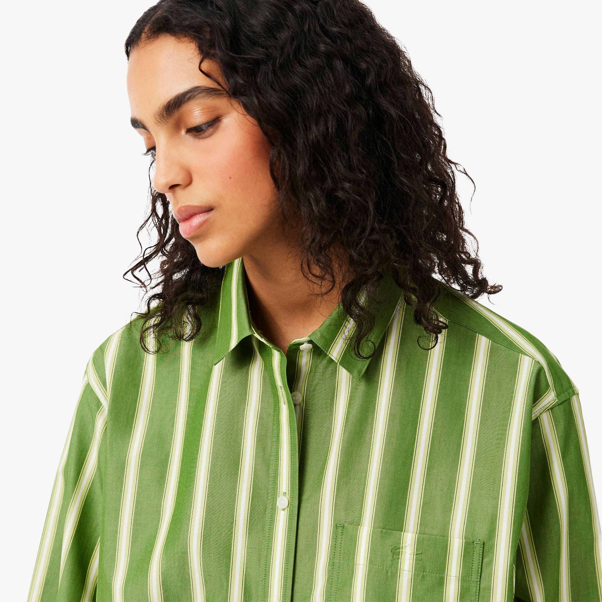 Oversized Cotton Poplin Shirt - Vert / Blanc / Noir