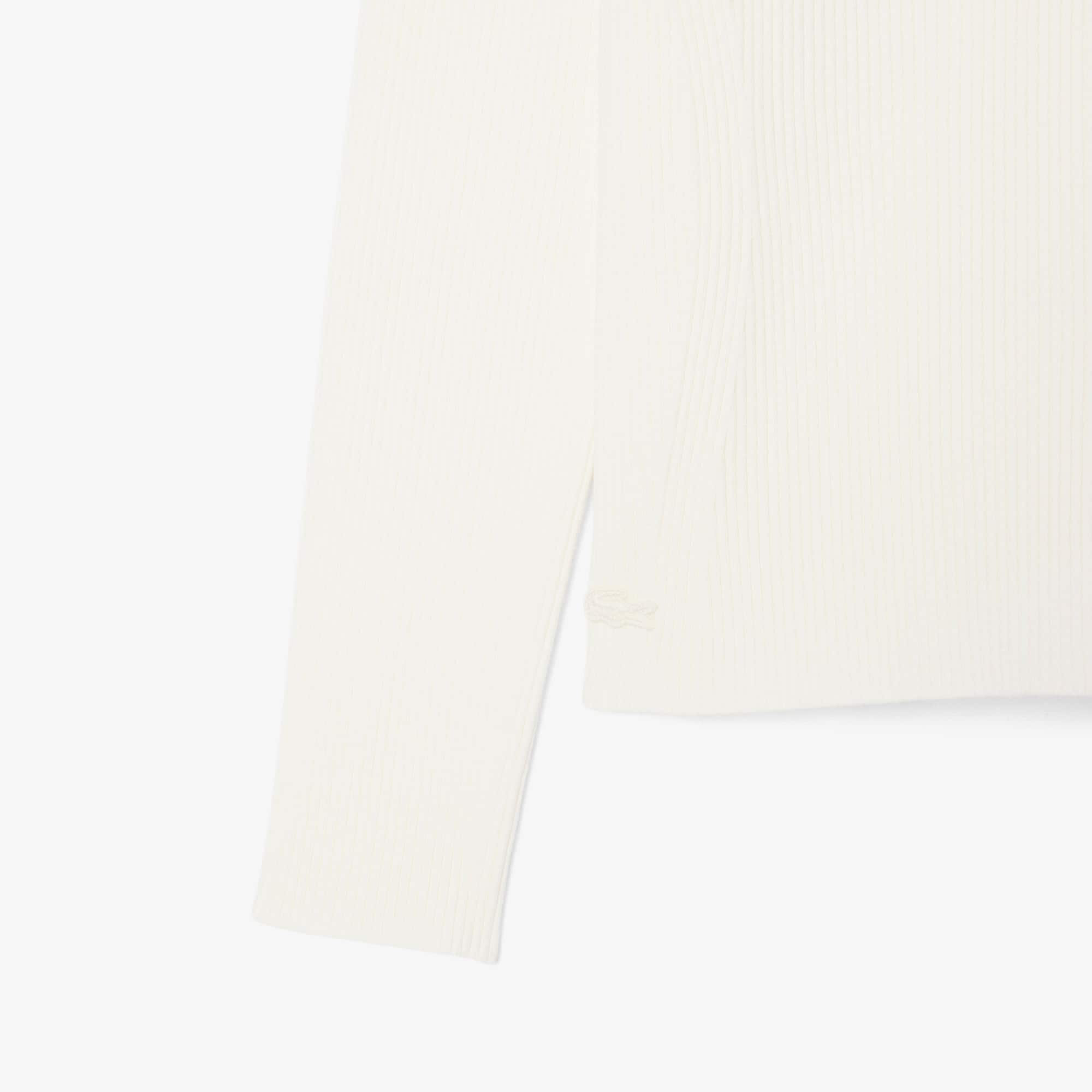 Women's High-Neck 3D Ribbed Knit Sweater - White