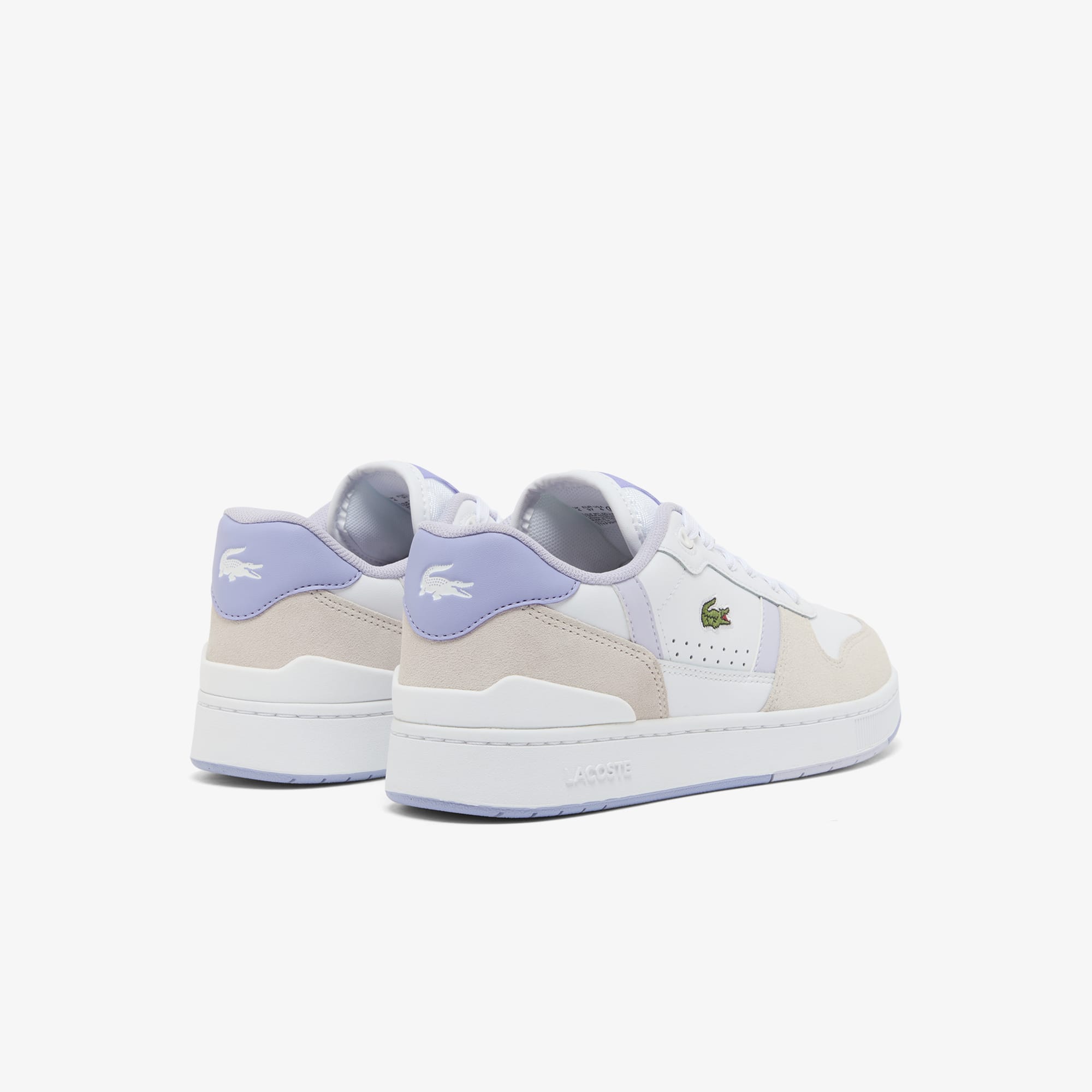Women's T-Clip Set Leather Sneakers - WHT/LT PURP