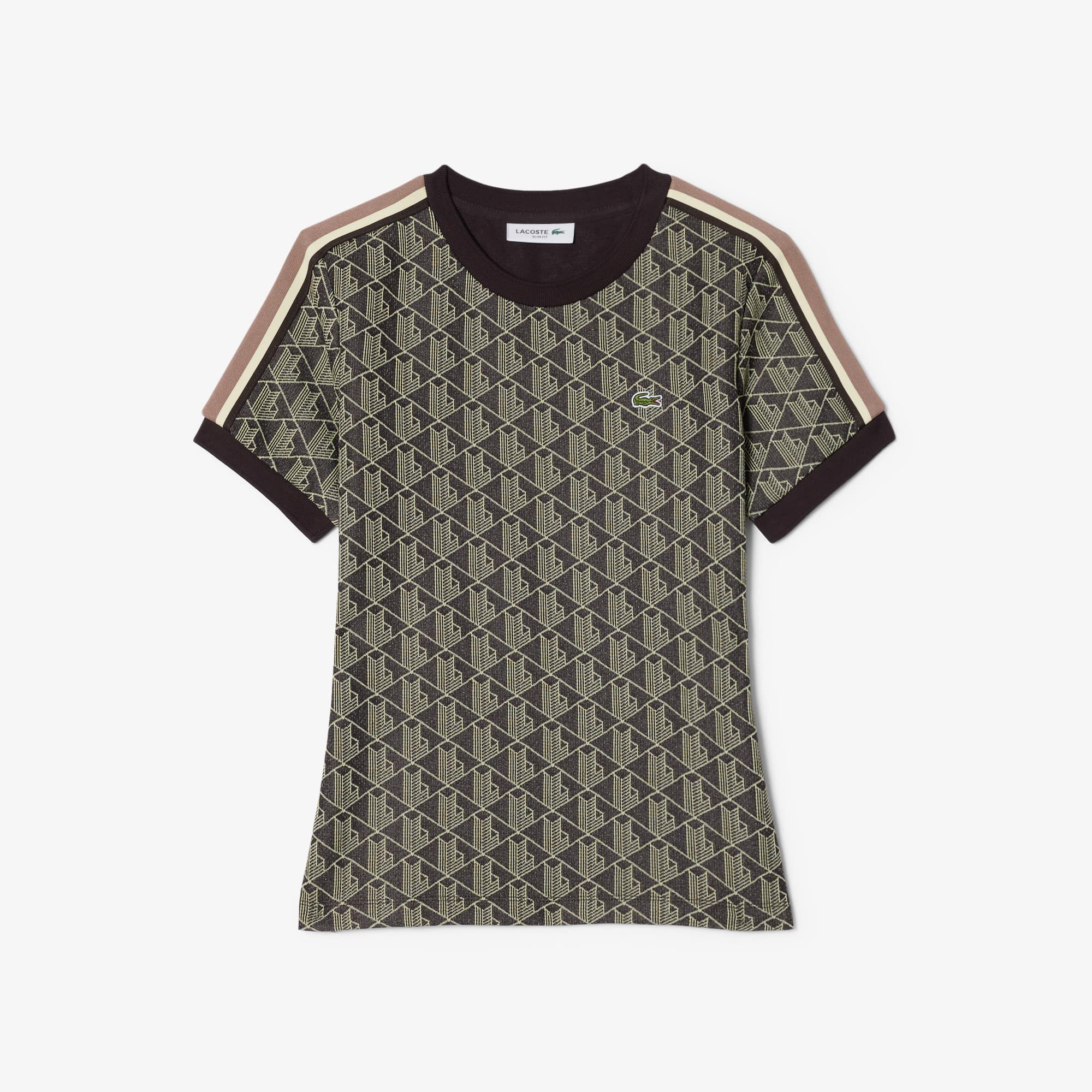 Women's Slim Fit Monogram T-Shirt - Marron / Jaune