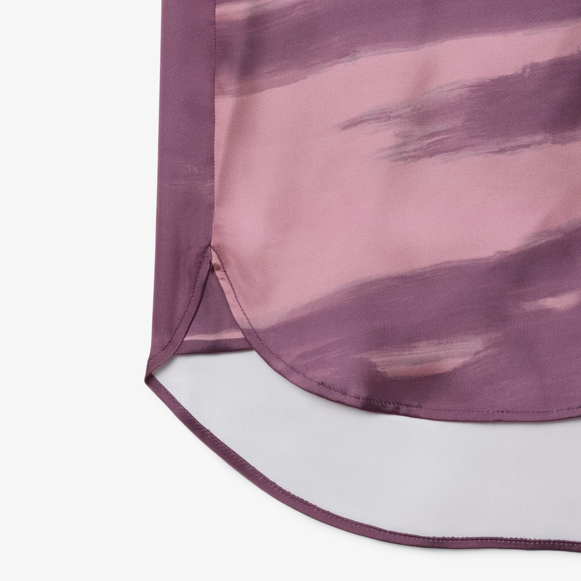 Women's Oversized Landscape Print Satin Shirt - Blue / Brown / Purple / Light Pink