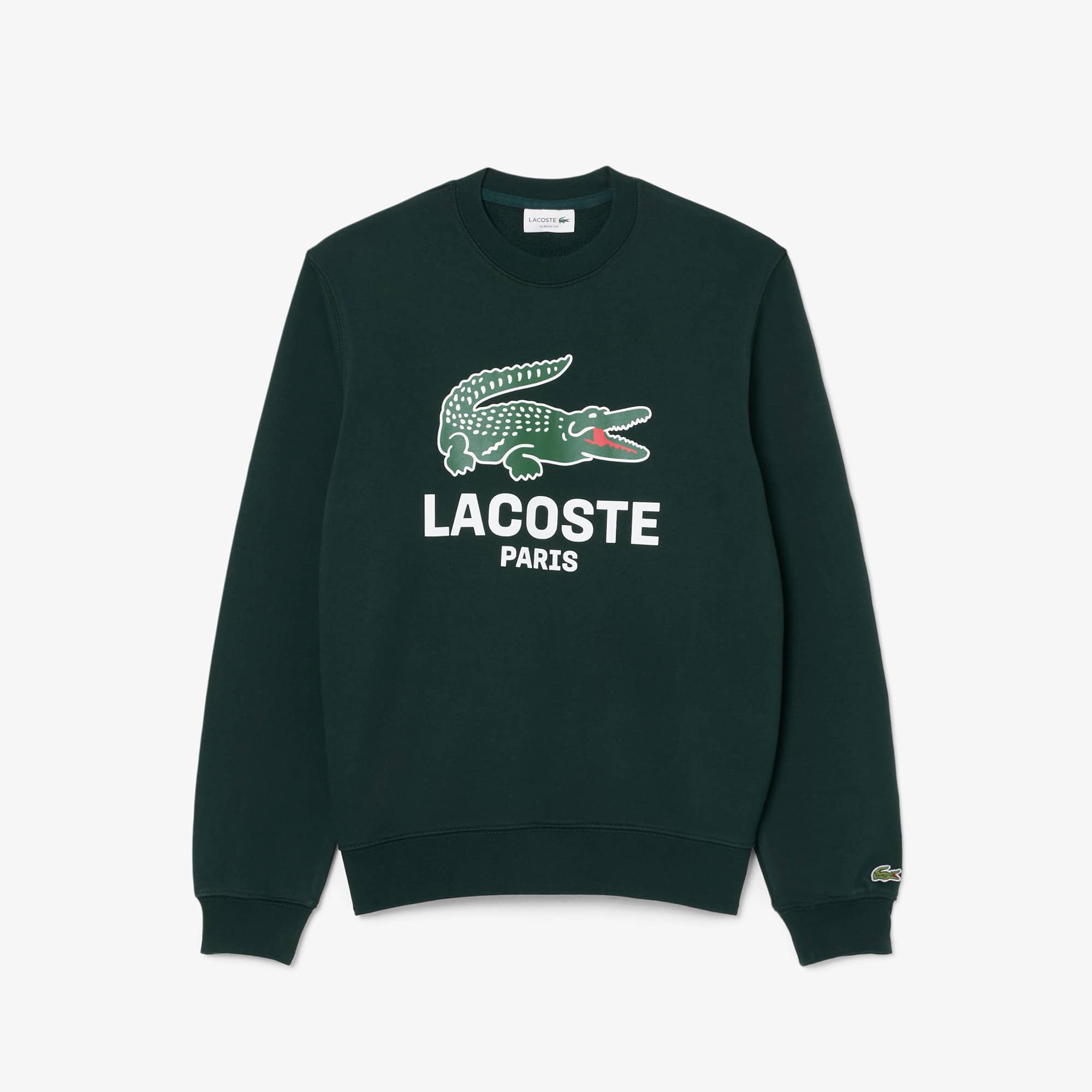 Men's Classic Fit Printed Crew Neck Sweatshirt - Forest green
