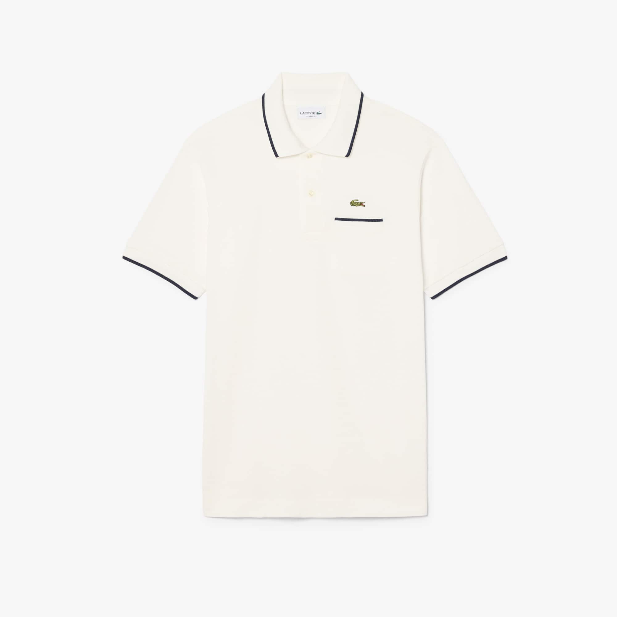 Men's Classic Fit Pocket Accent Polo - White / Navy Blue