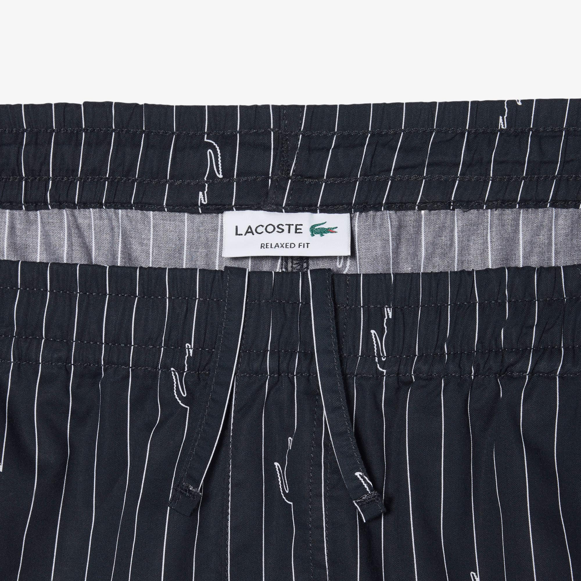 Print Stripe Cotton Shorts - Noir / Blanc