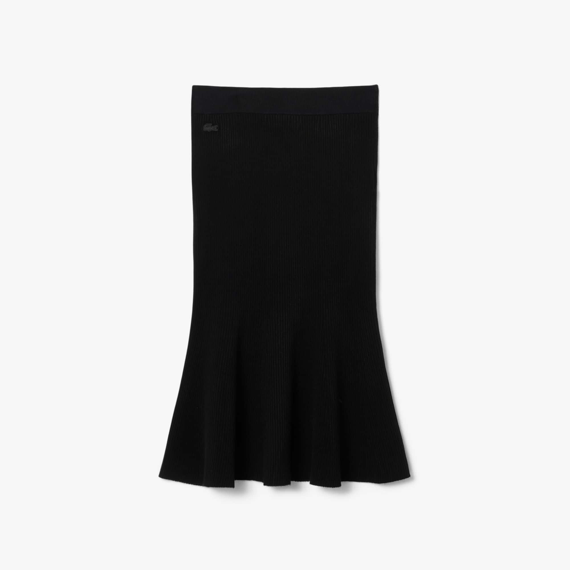 Women's 3D Ribbed Midi Skirt - Black
