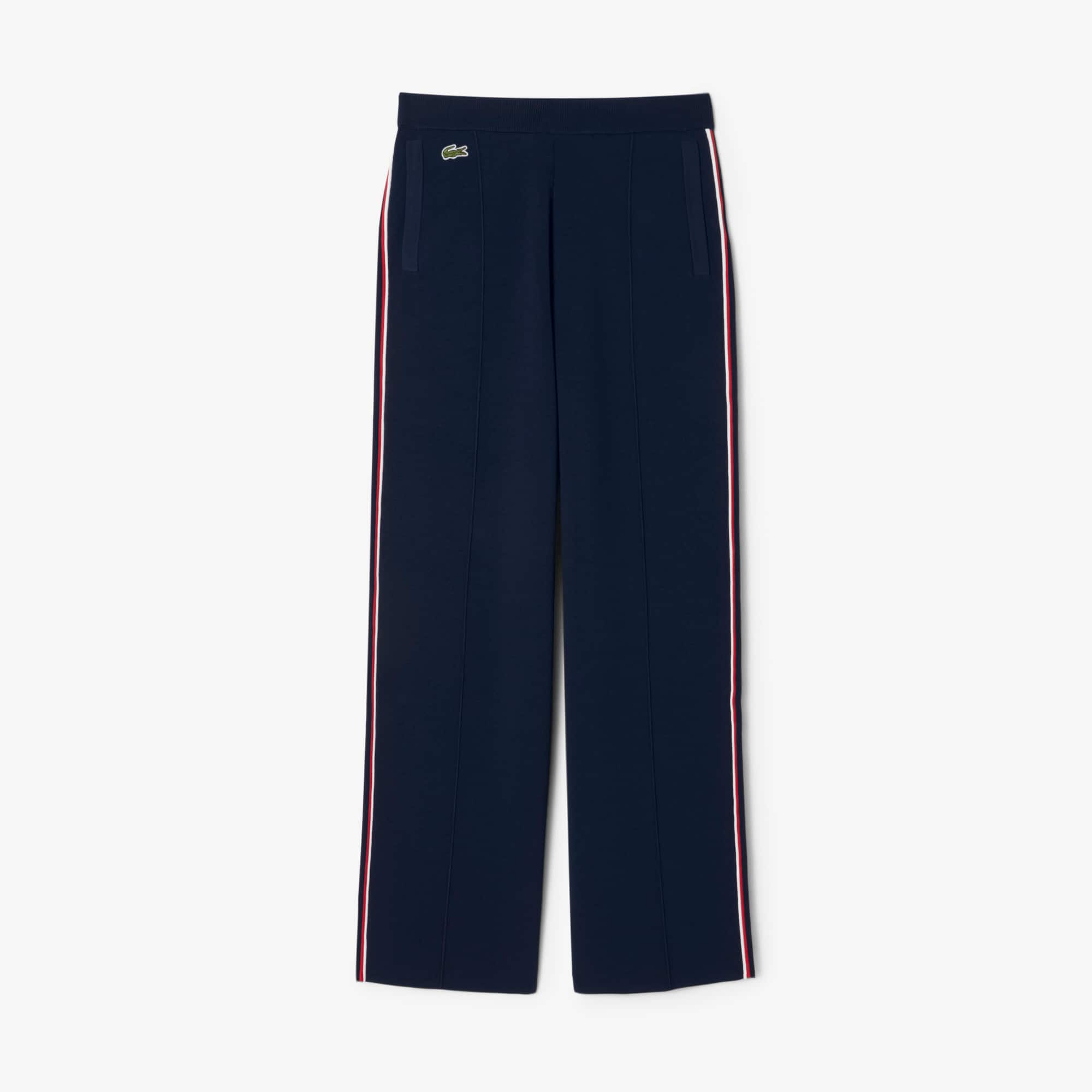 Women's Flared Striped Sweatpants - Navy Blue / Red / White