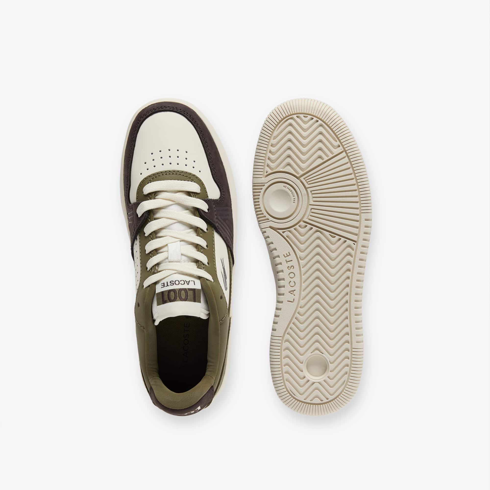 Women's L001 Set Leather Sneakers - KHK/OFF WHT