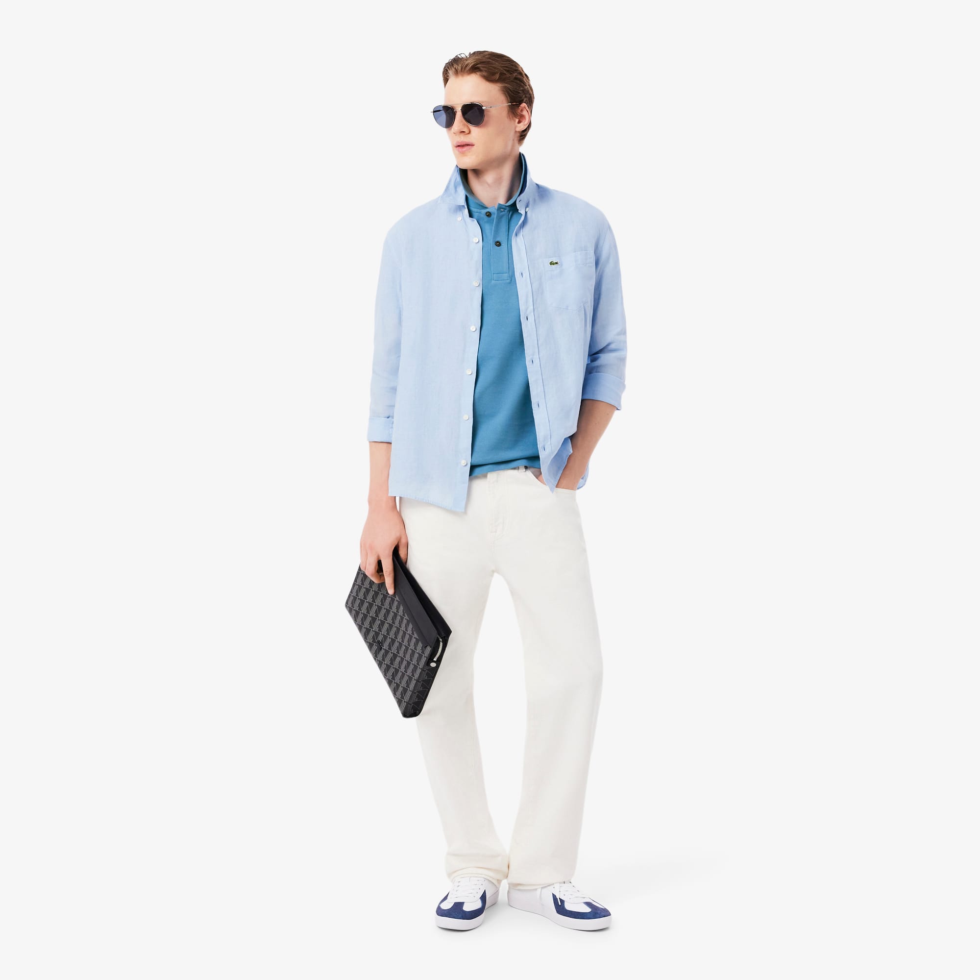 Men's Slim Fit Piqué Polo - Bleu