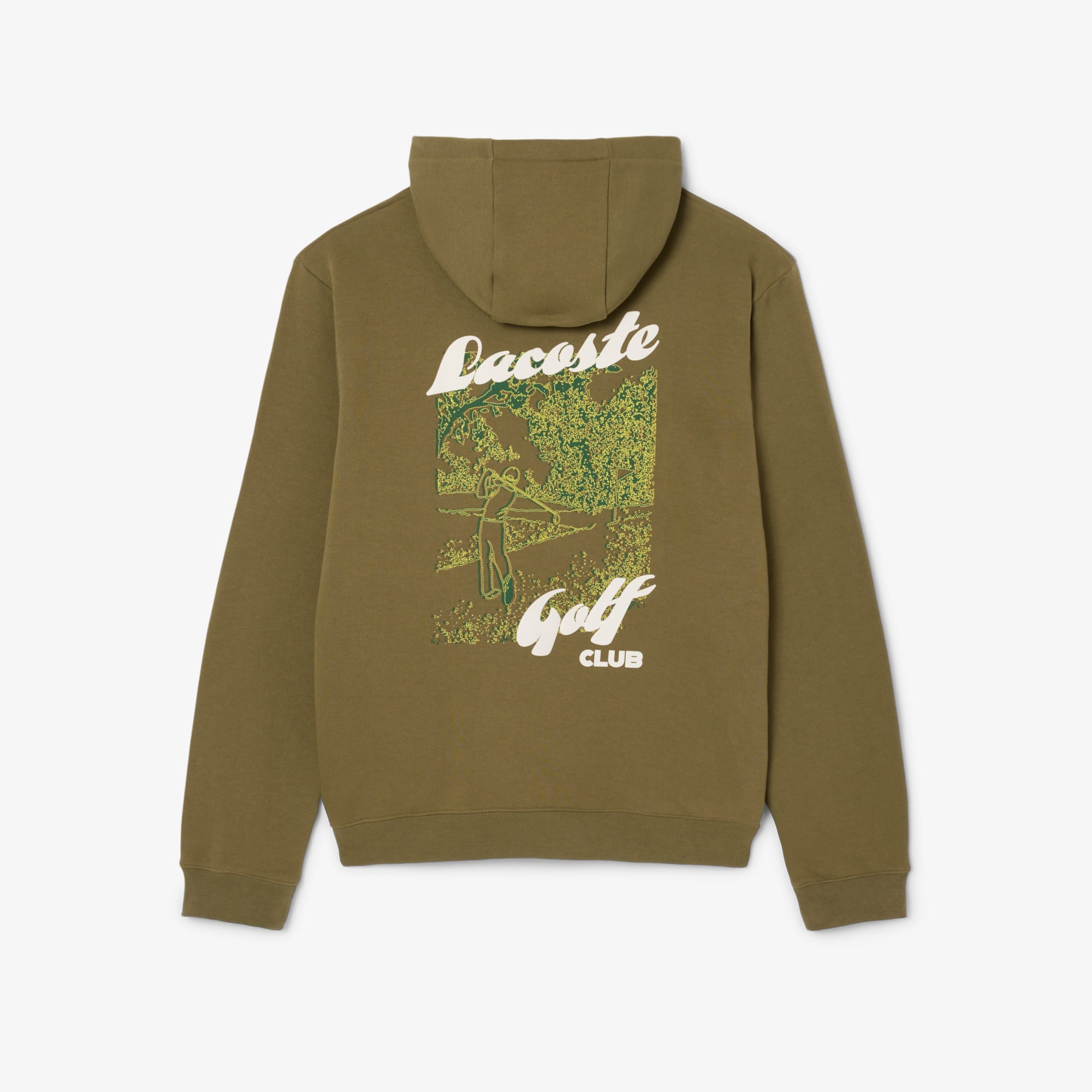Men's Printed Fleece Golf Hoodie - Khaki Green
