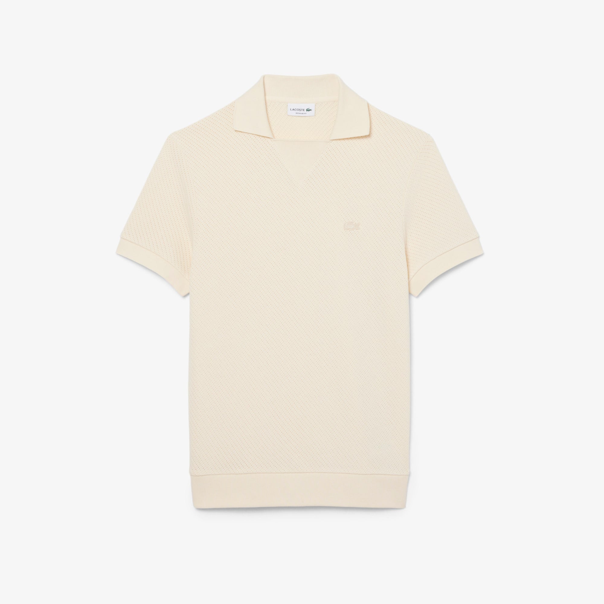 Regular Fit Lacy Cotton Polo - Beige
