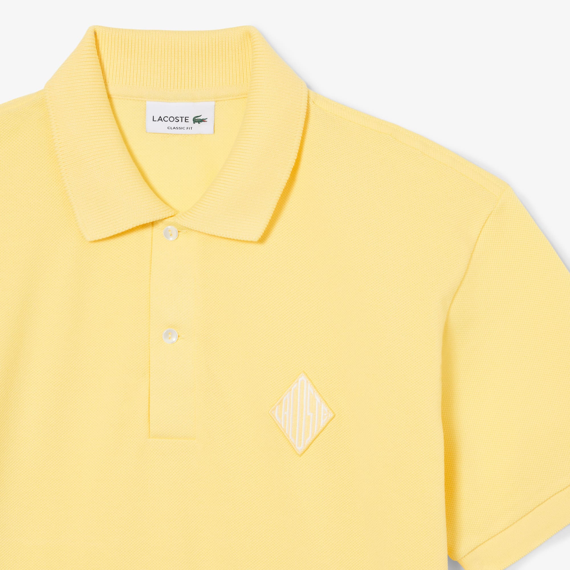 Classic Fit Badge Accent Piqué Polo - Pastel yellow